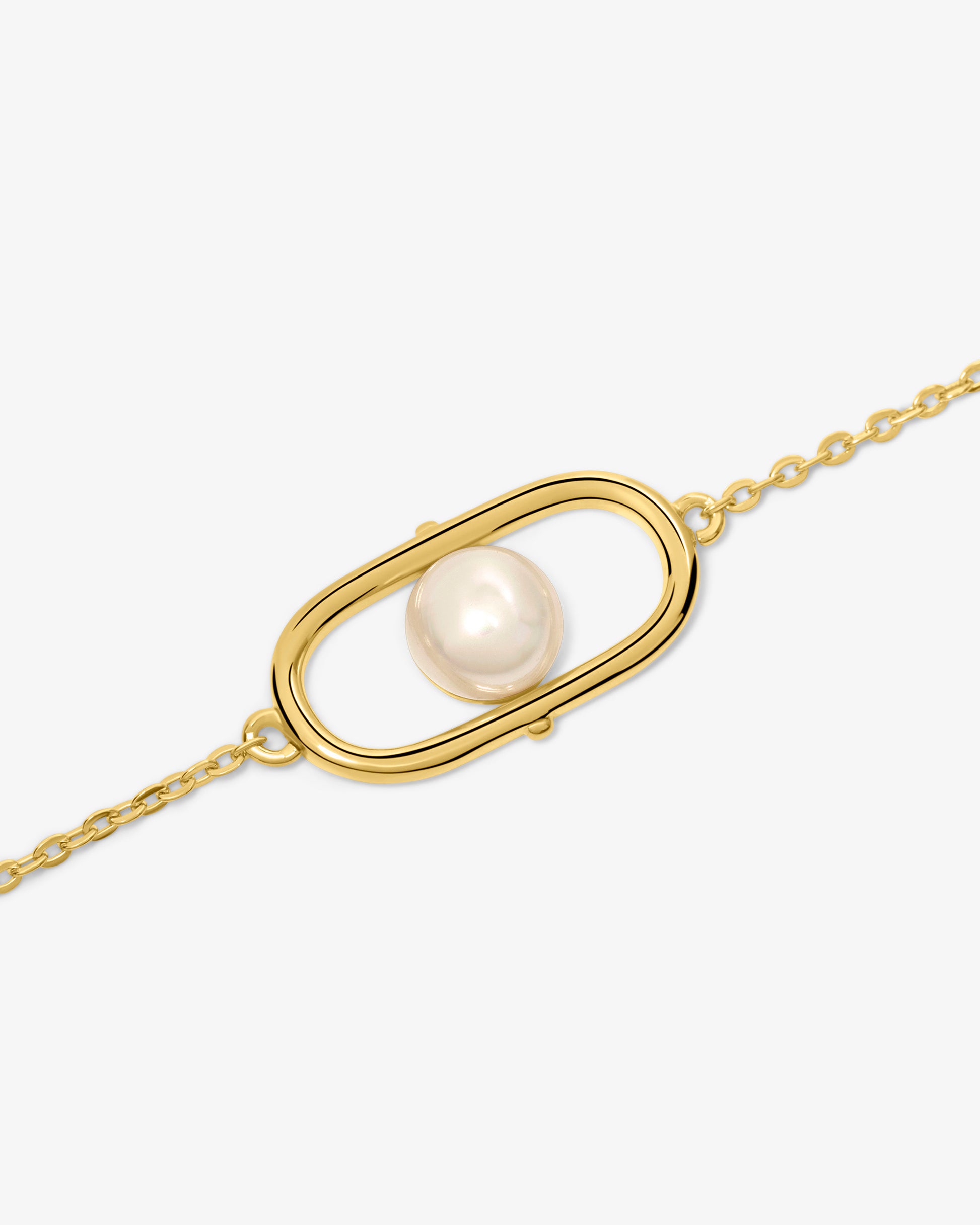 Pulsera de cadena en plata bañada en oro 18k con perla libre - Majorica - Dorado Dorado-3
