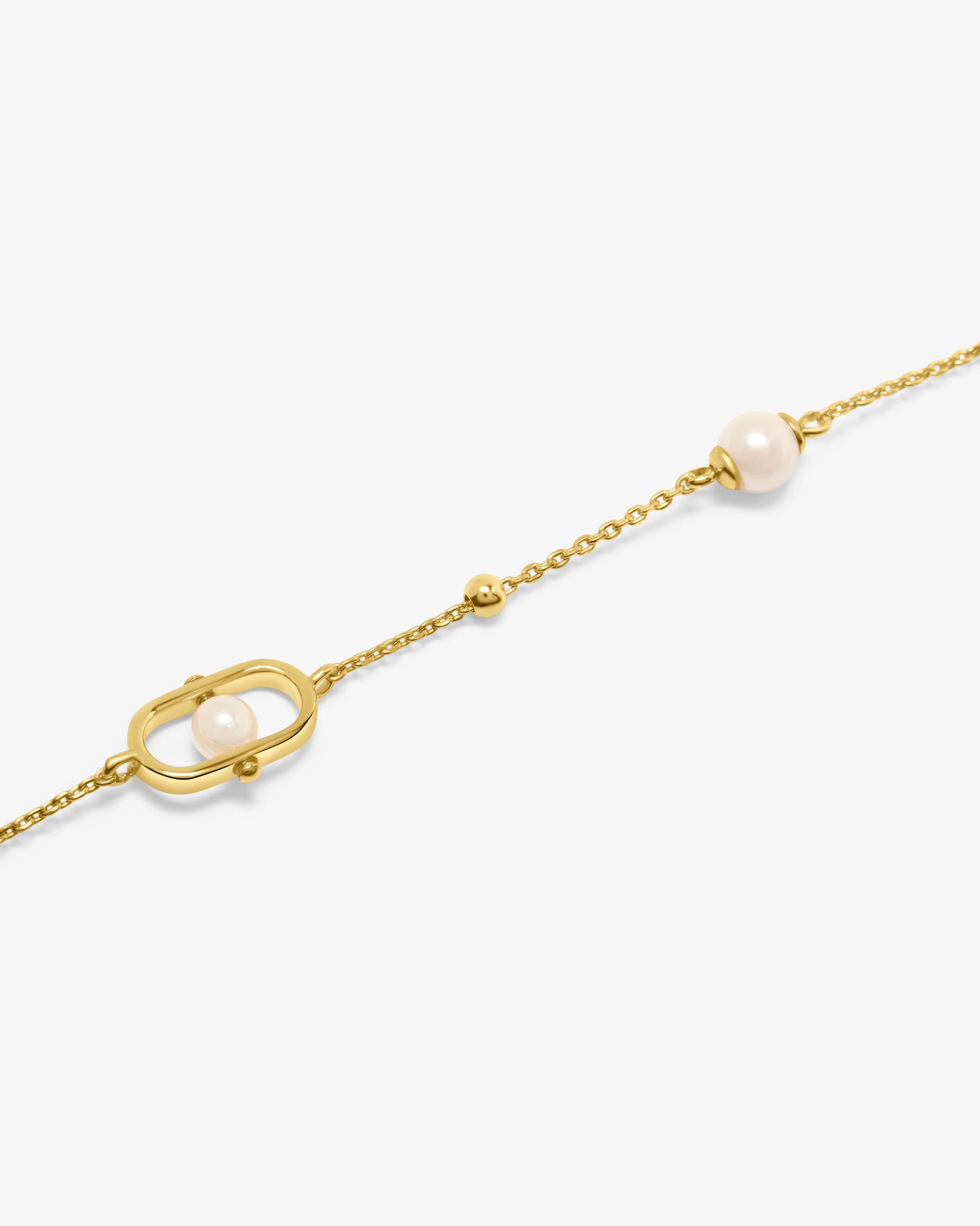 Pulsera de cadena en plata bañada en oro 18k con perlas y logo libre - Majorica - Dorado Dorado-2