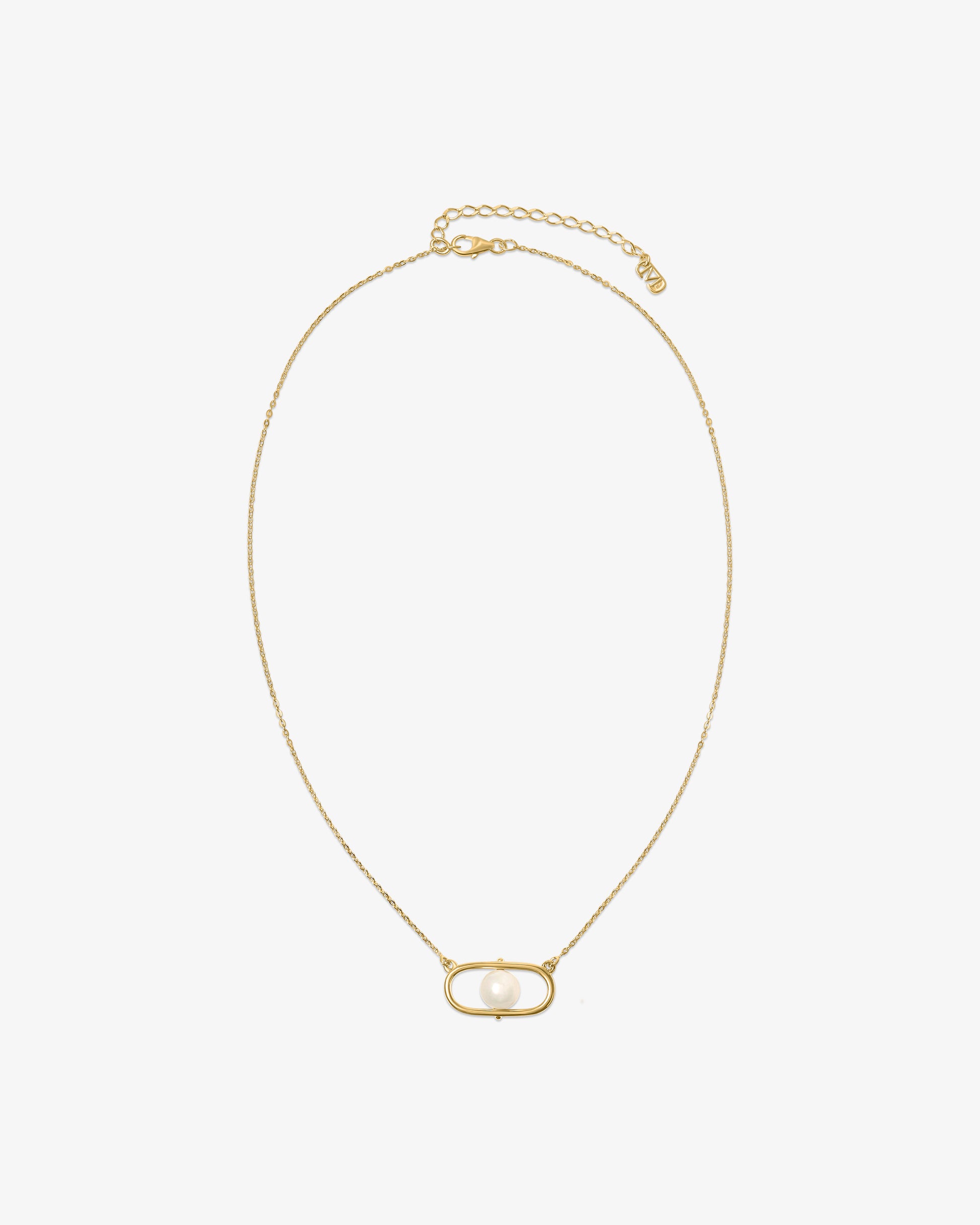 Imagen 0 de Collar corto en plata bañada en oro 18k con perlas y logo libre Dorado