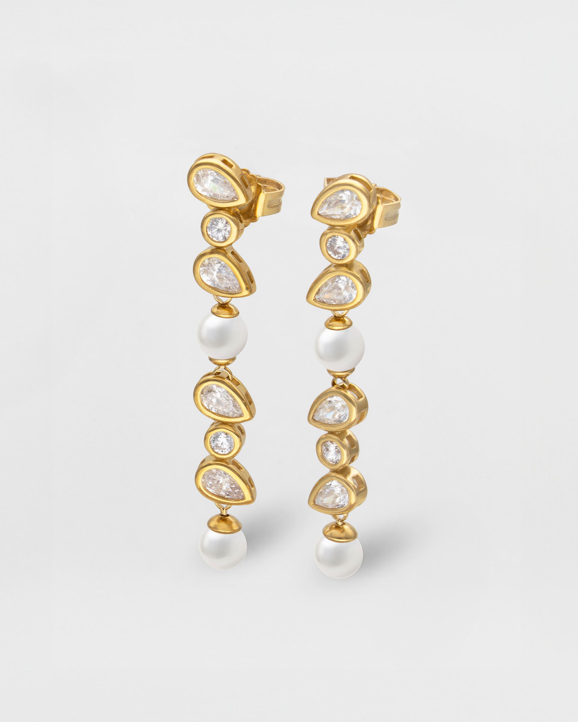 Pendientes largos circonitas y perlas nova - Majorica - Blanco Blanco-1