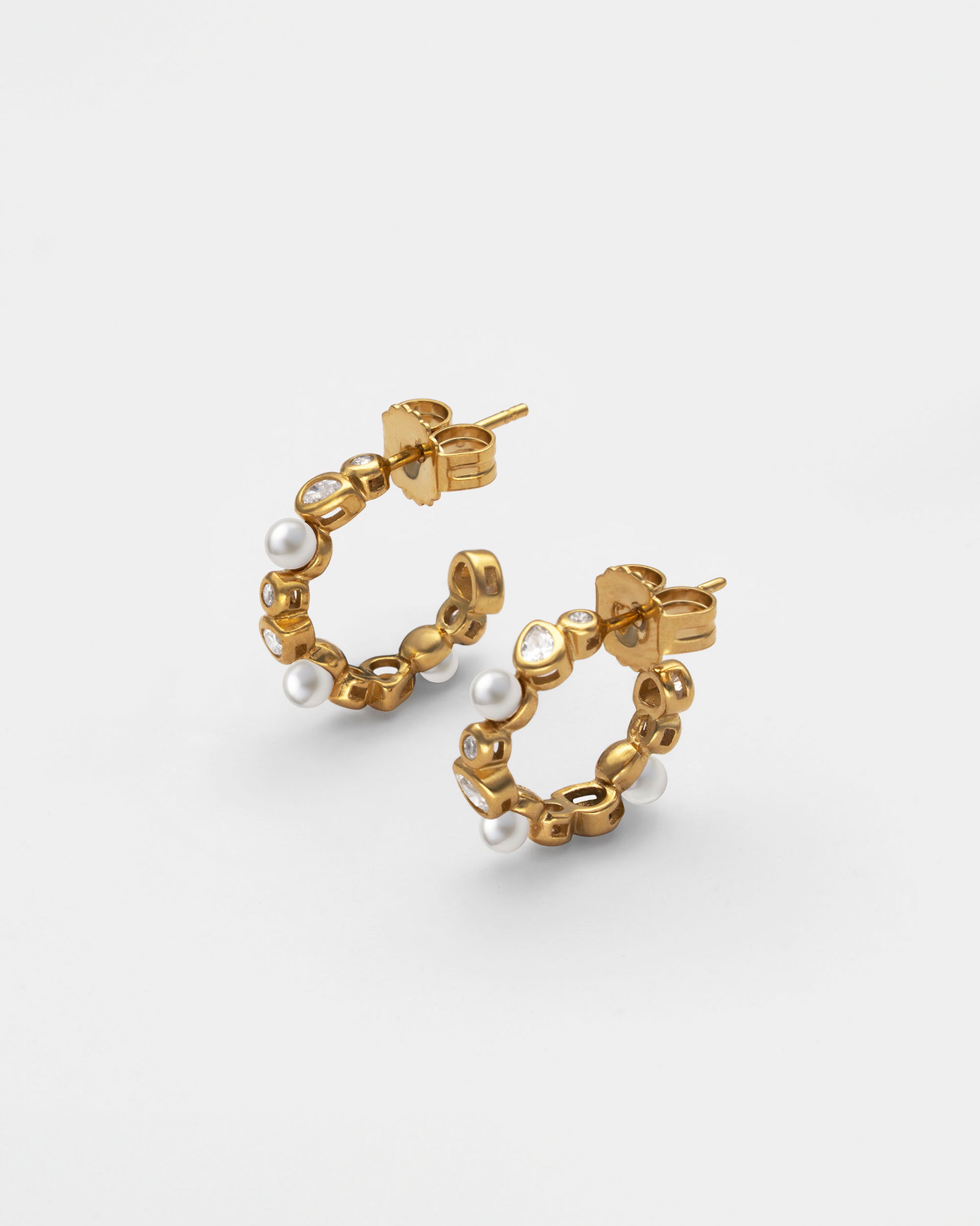 Pendientes aro circonitas y perlas nova - Majorica - Blanco Blanco-1