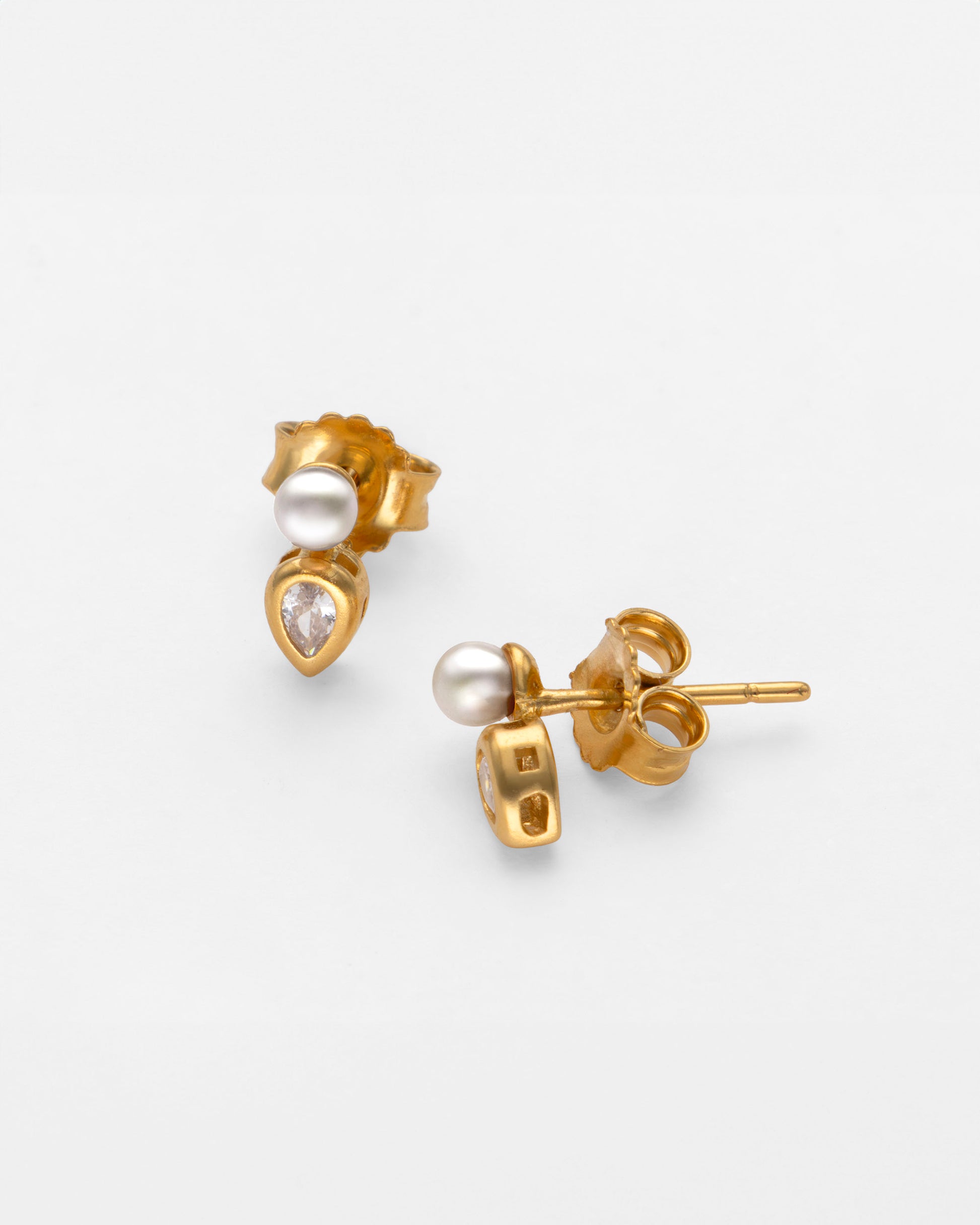 Pendientes circonita y perla 3mm drop nova - Majorica - Blanco Blanco-1