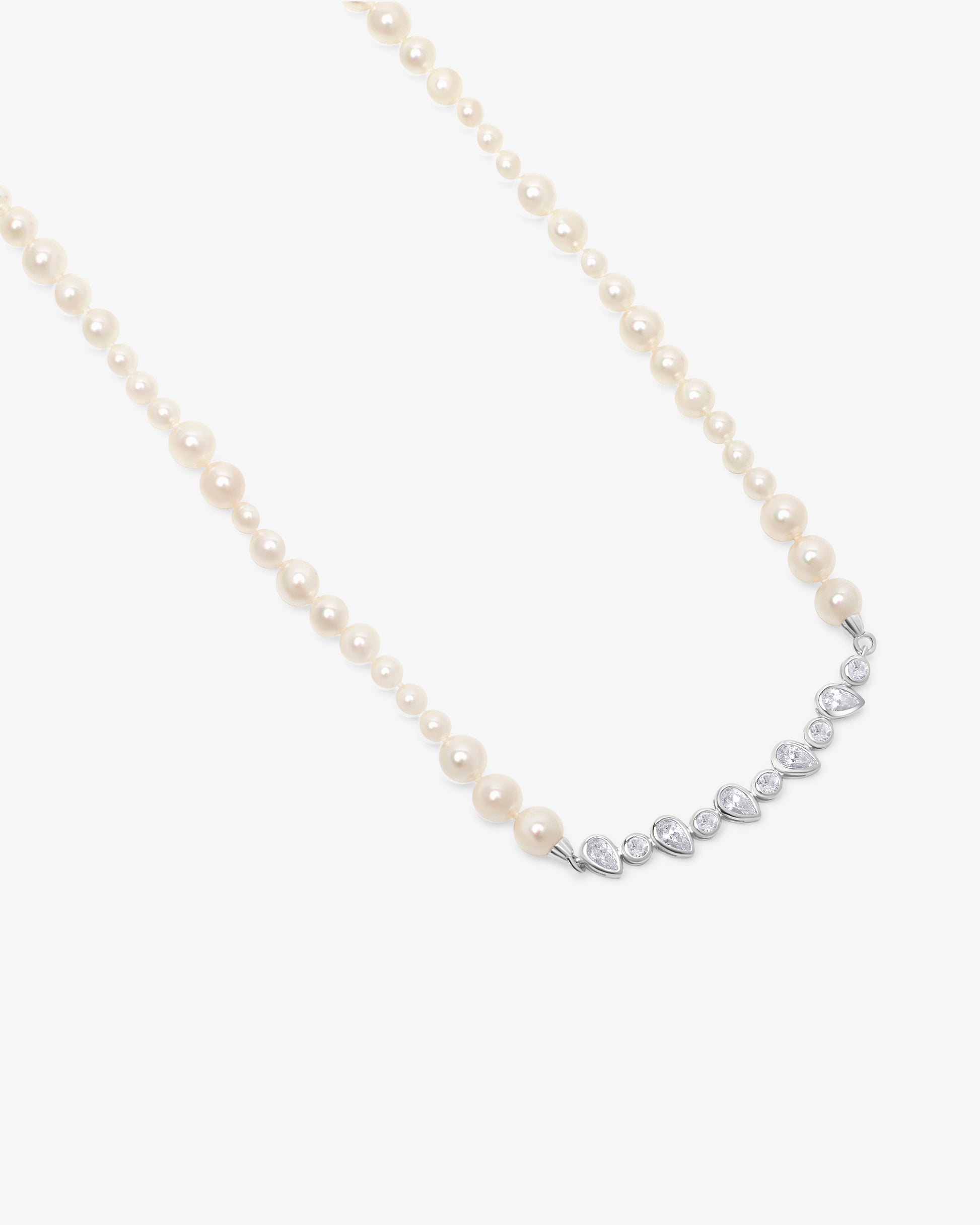 Collar en rodiada con intervalos alternos de perlas y circonitas - Majorica - Plata Plata-2
