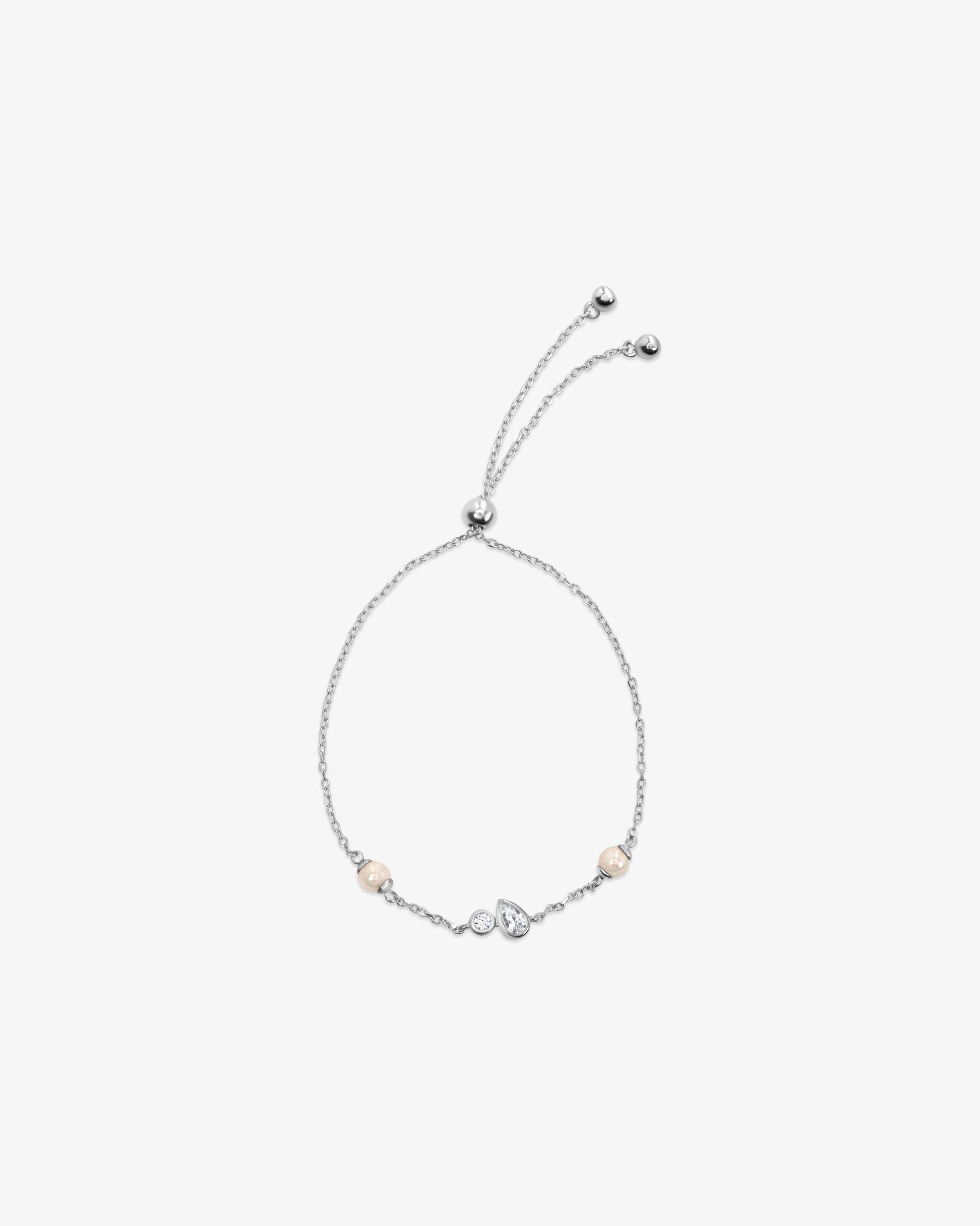 Pulsera en rodiada de cadena con perlas y circonitas - Majorica - Plata Plata-1