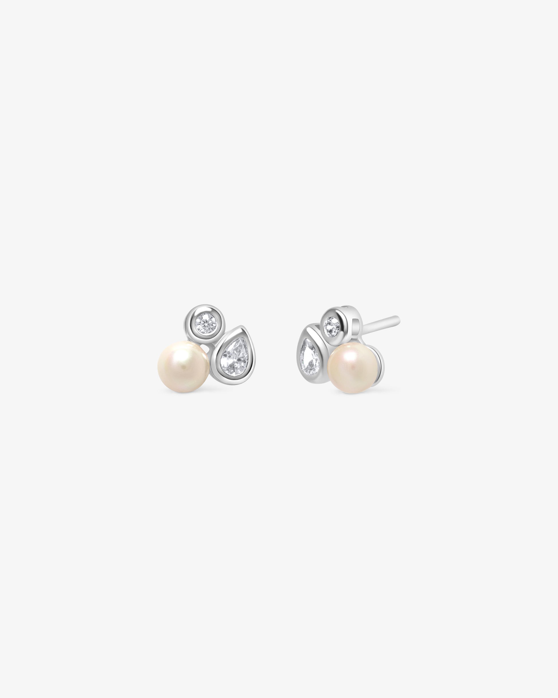 Imagen 0 de Pendientes en plata rodiada con perla y circonitas Plata