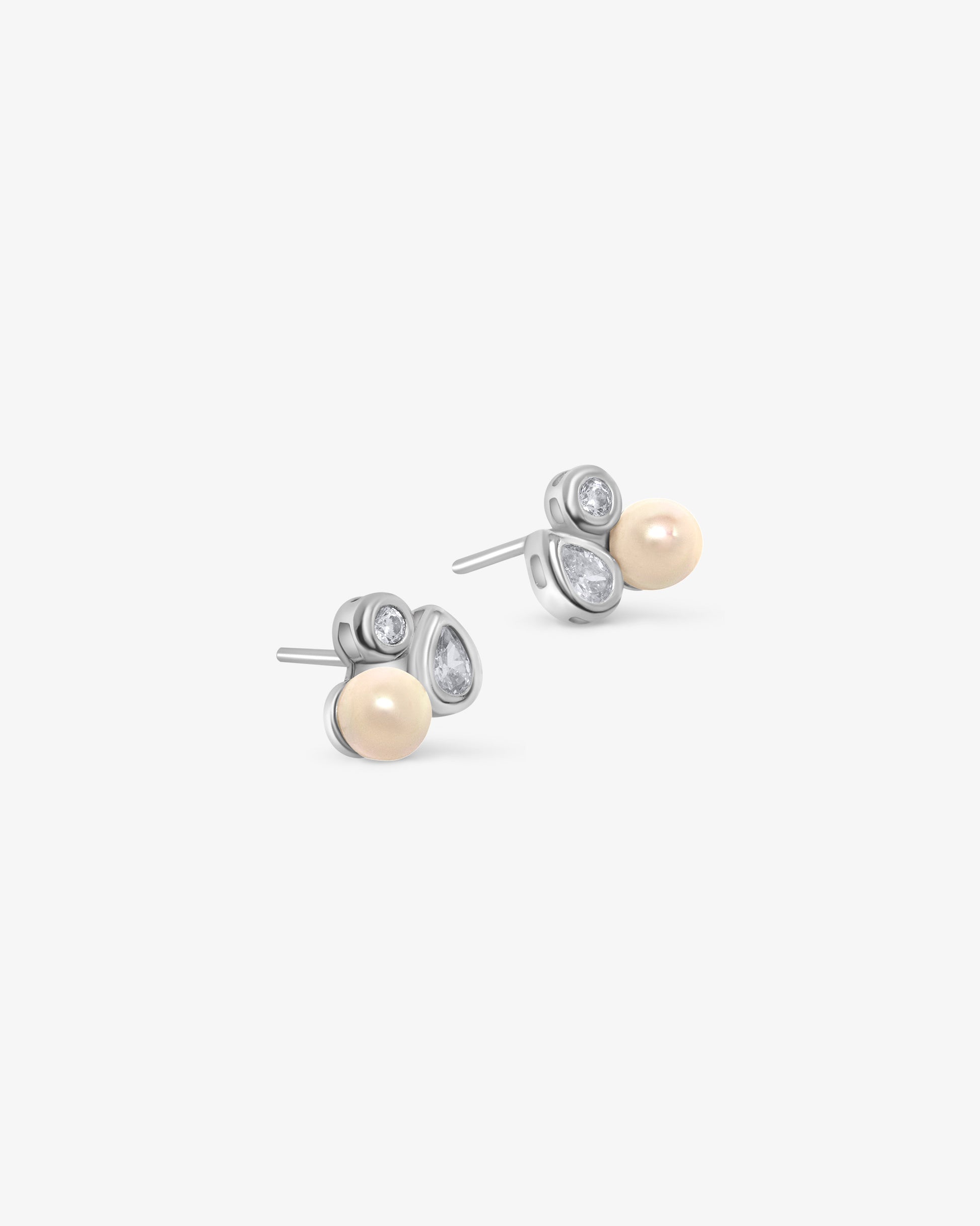 Pendientes en rodiada con perla y circonitas - Majorica - Plata Plata-2