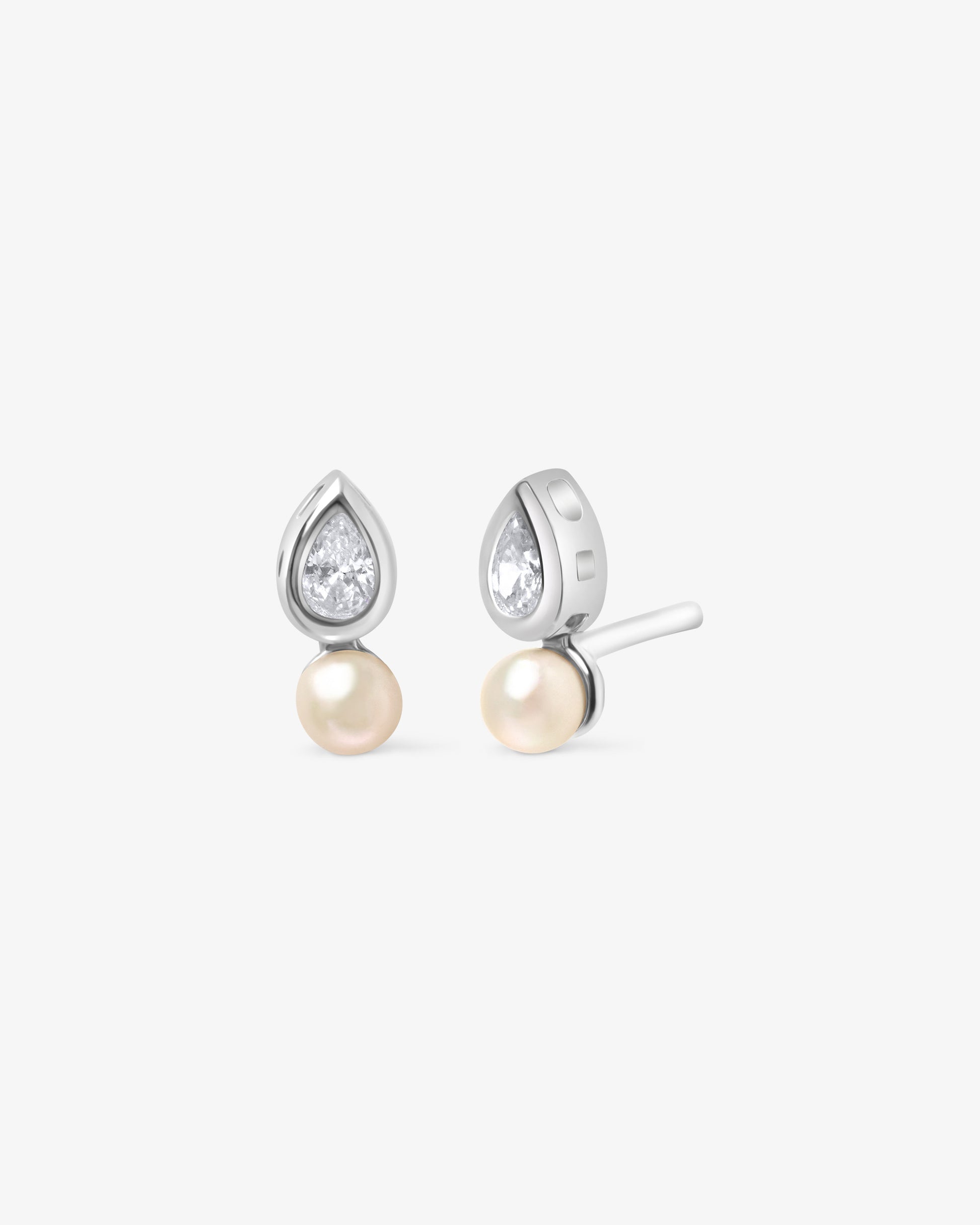 Imagen 0 de Pendientes tú y yo en plata rodiada y perla de 4mm Plata