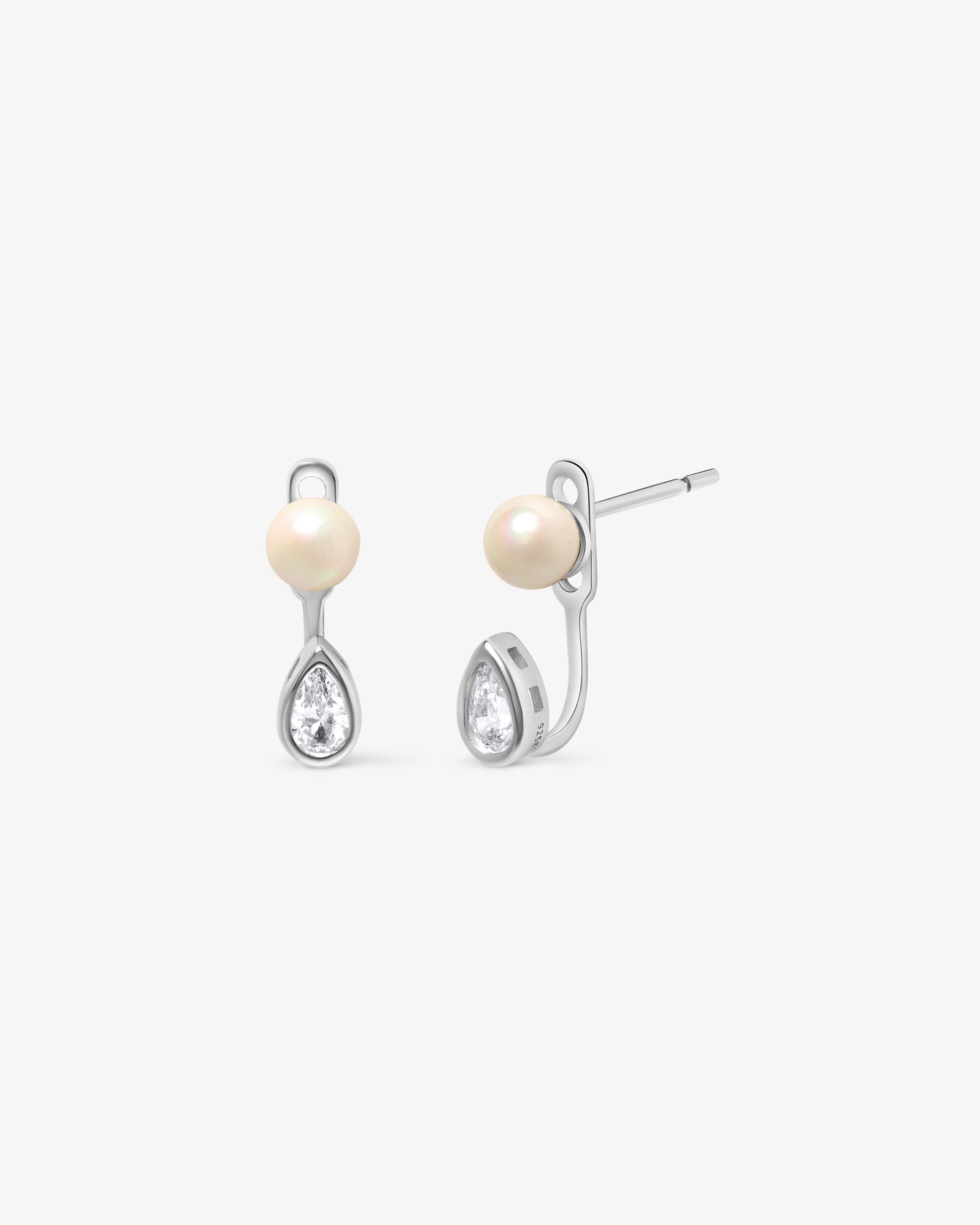 Pendientes tú y yo en rodiada y perla de 5mm - Majorica - Plata Plata-1