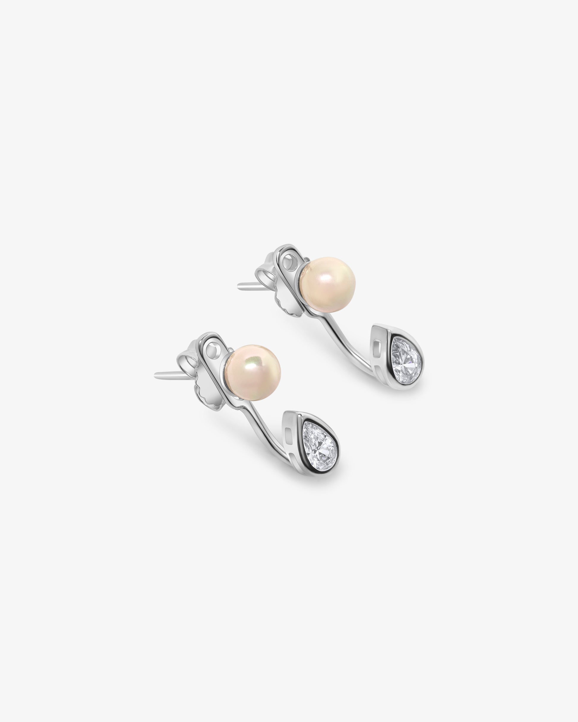 Pendientes tú y yo en rodiada y perla de 5mm - Majorica - Plata Plata-2