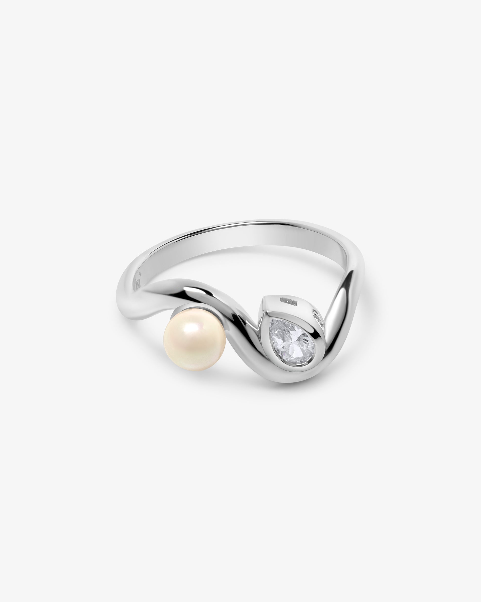 Anillo en forma de s en plata rodiada - Majorica - Plata Plata-1