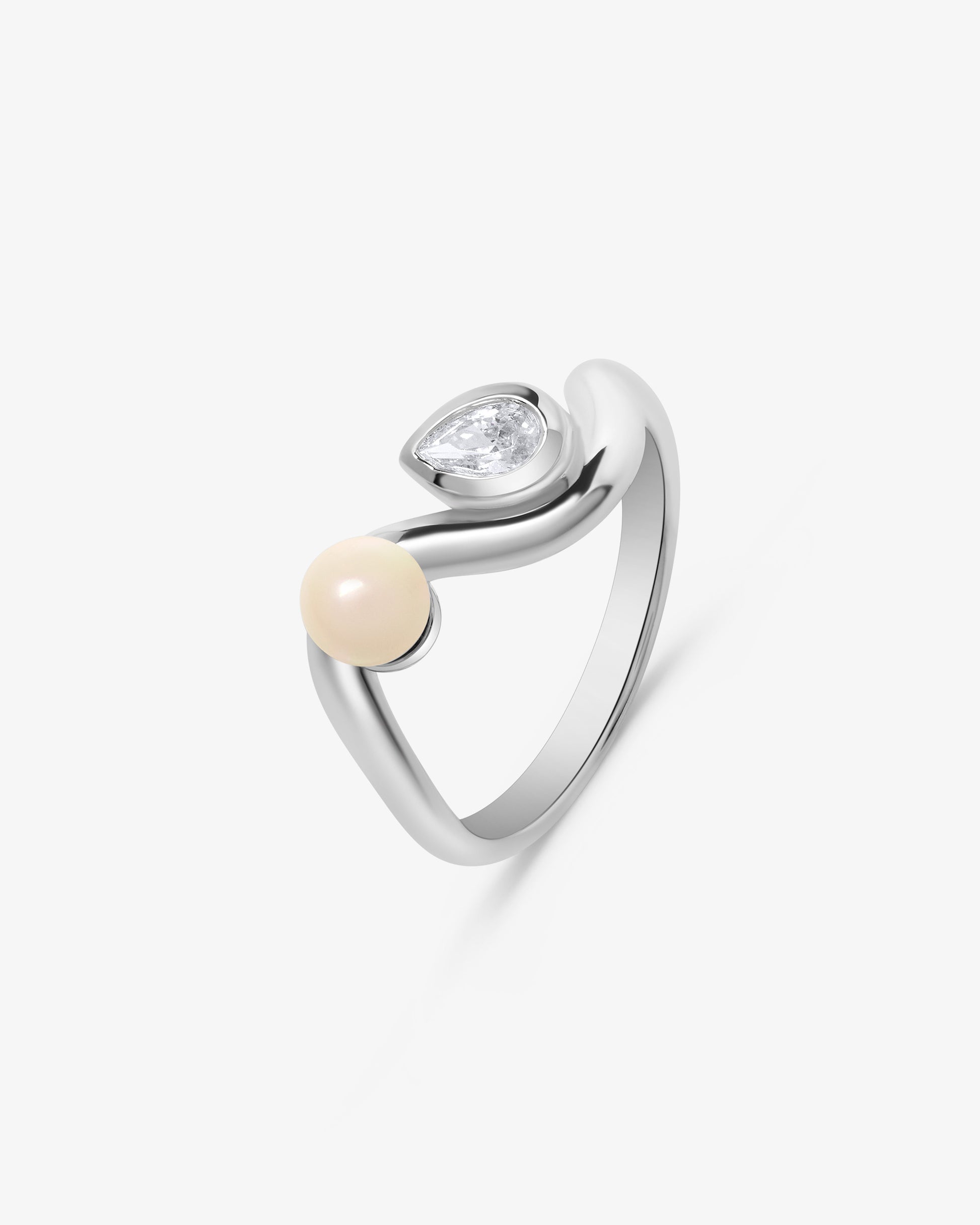 Anillo en forma de s en plata rodiada - Majorica - Plata Plata-2