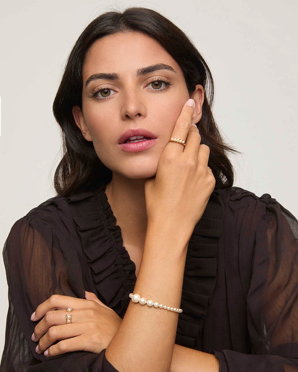 Anillo abierto perlas 4 y 5mm dorado essence Dorado-4