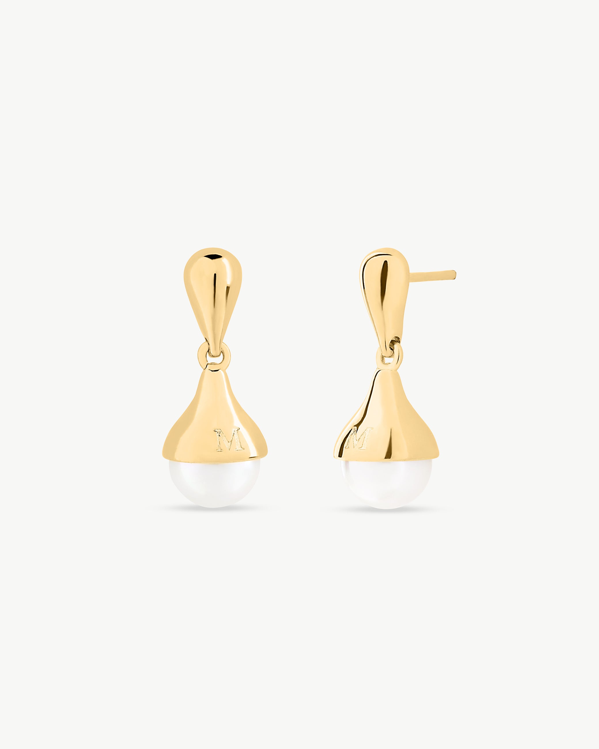 Pendientes perla 8mm dorados drop - Majorica - Dorado Dorado-1