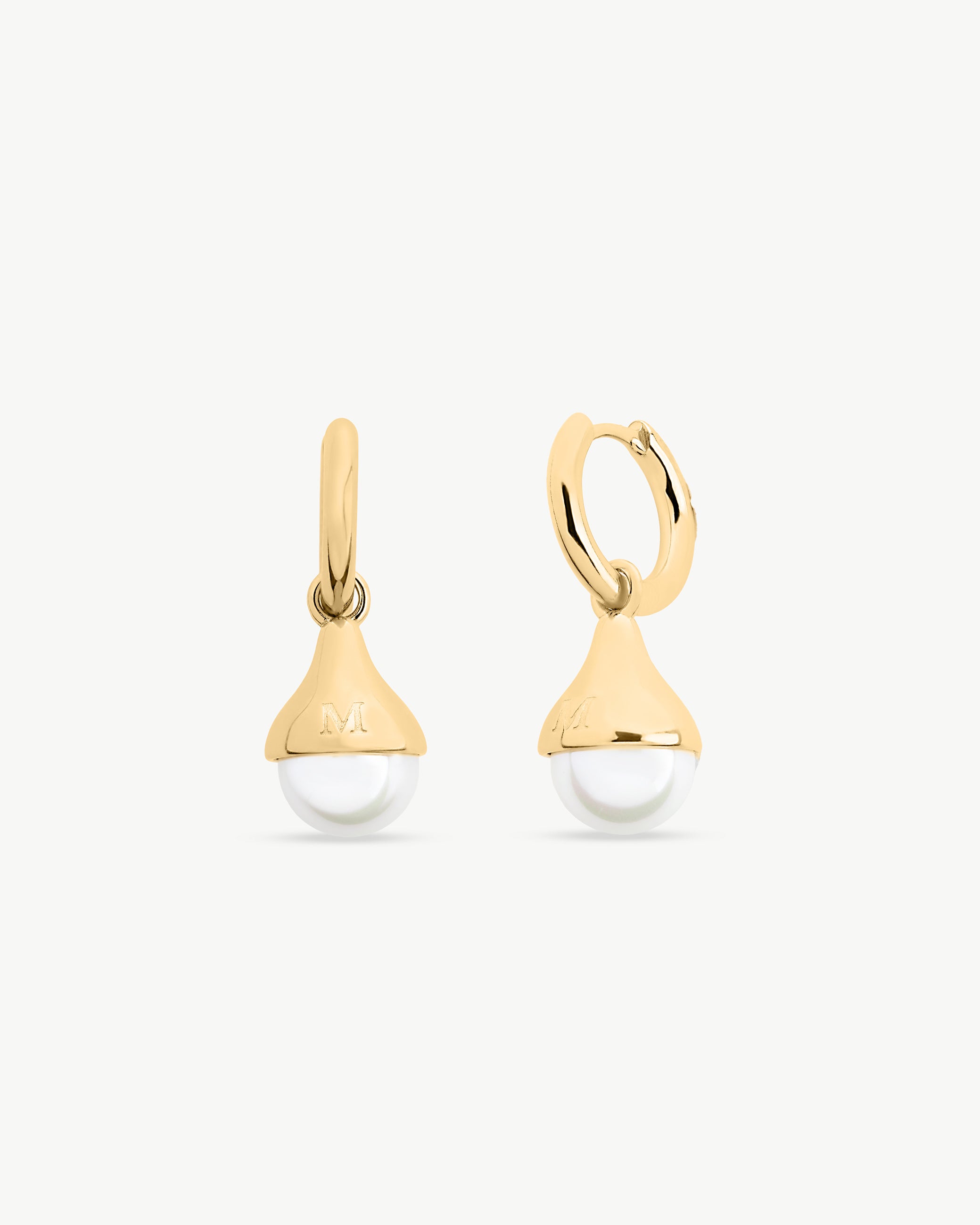 Pendientes aro y perla 8mm dorados drop - Majorica - Dorado Dorado-1