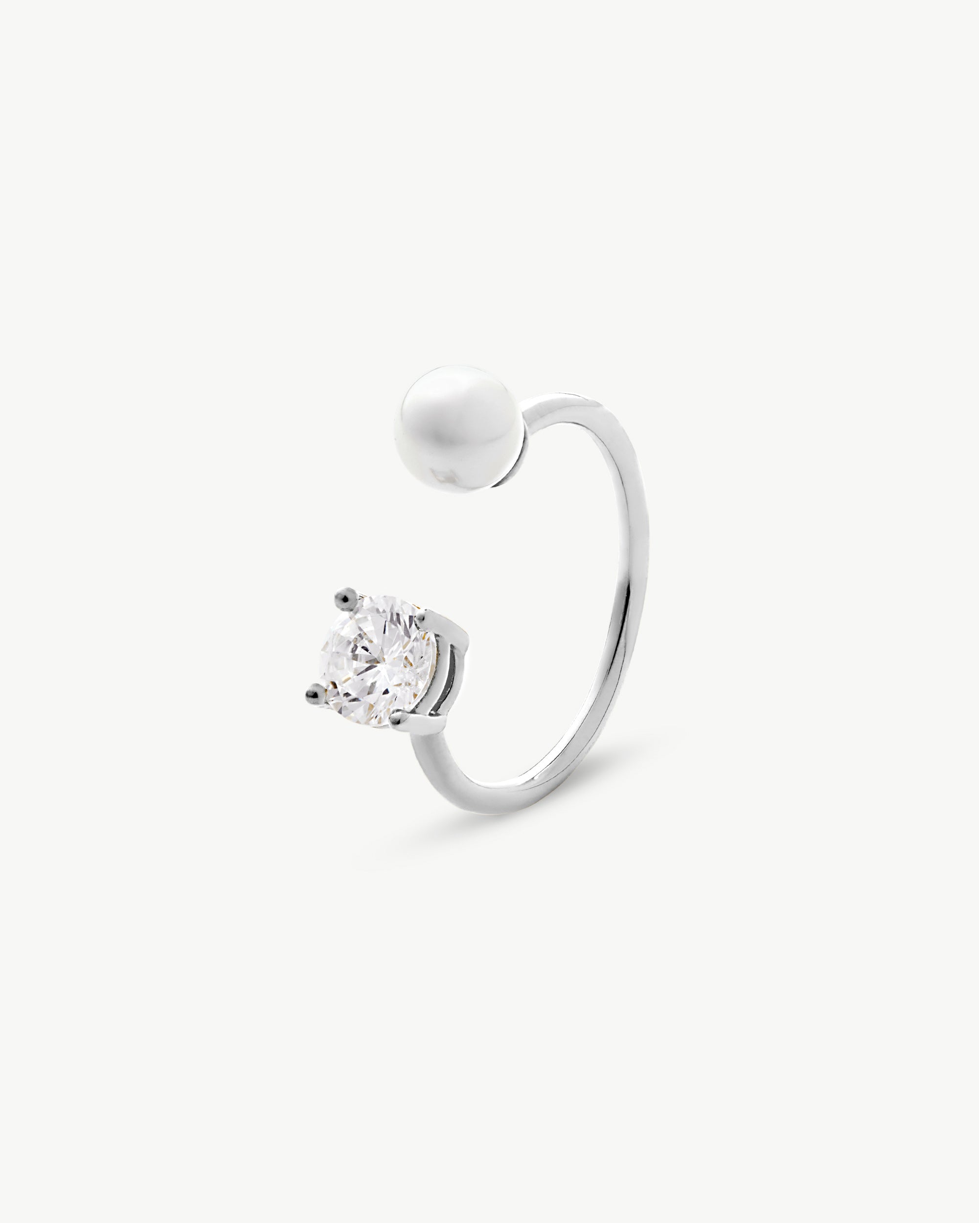 Imagen 0 de Anillo abierto perla y circonita zirconia Plateado