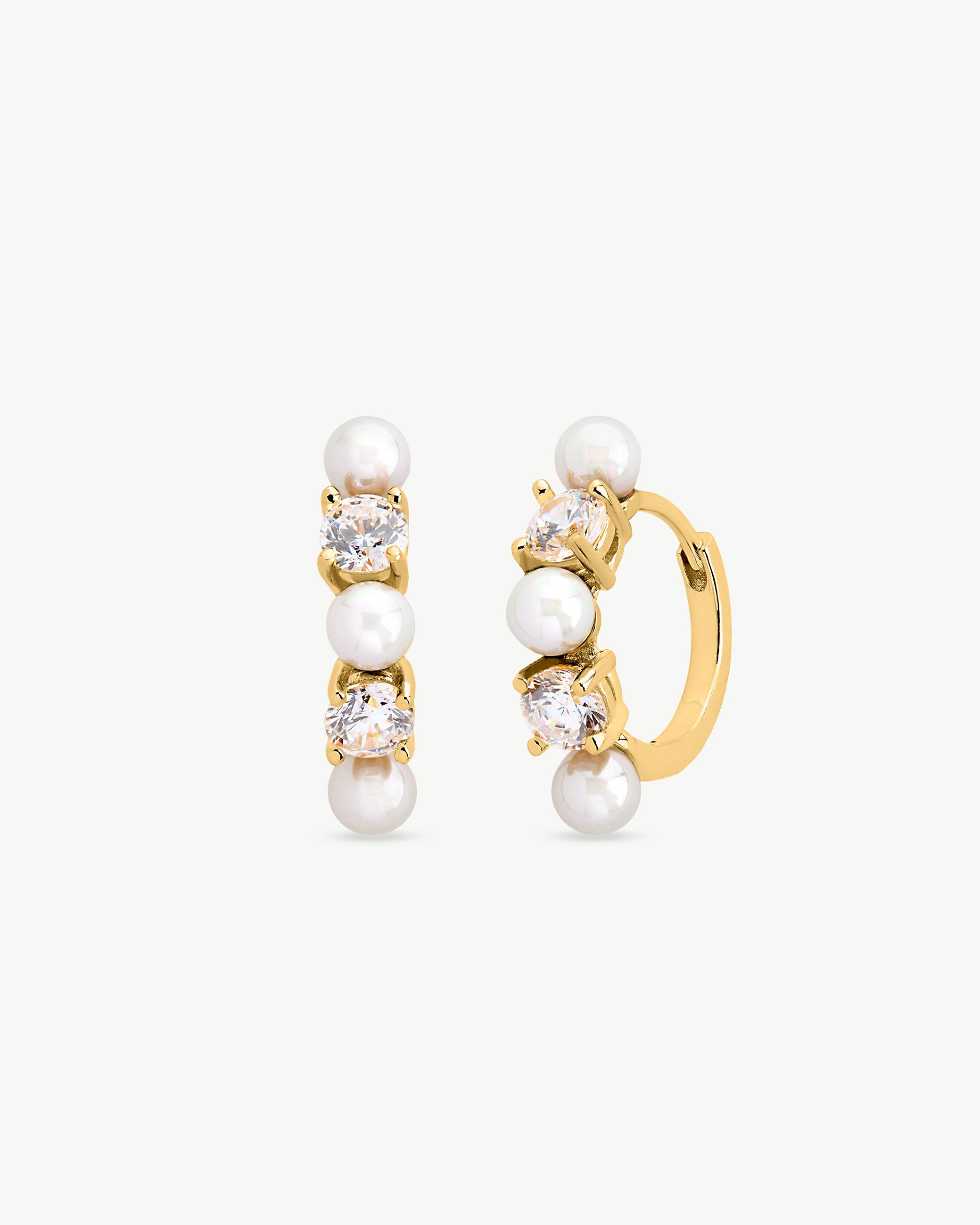 Pendientes aro con perlas y circonitas zirconia - Majorica - Dorado Dorado-1