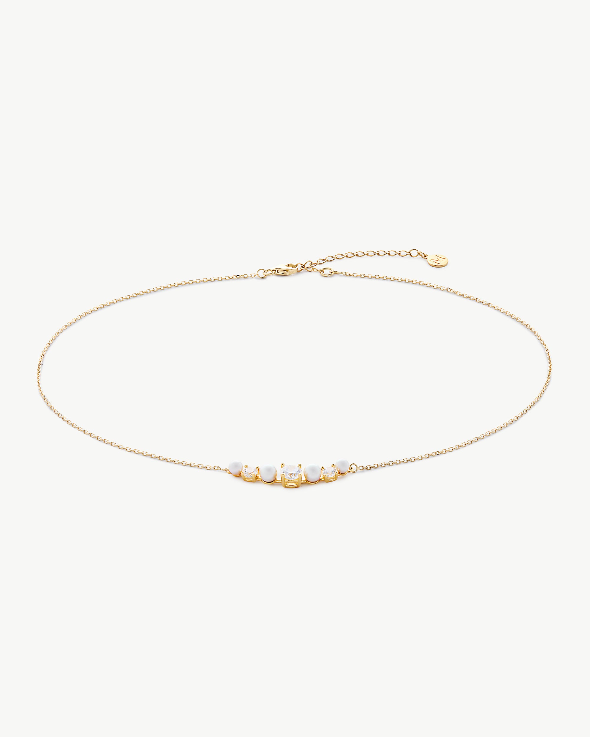 Imagen 0 de Collar de cadena con perlas y circonitas dorado zirconia Dorado
