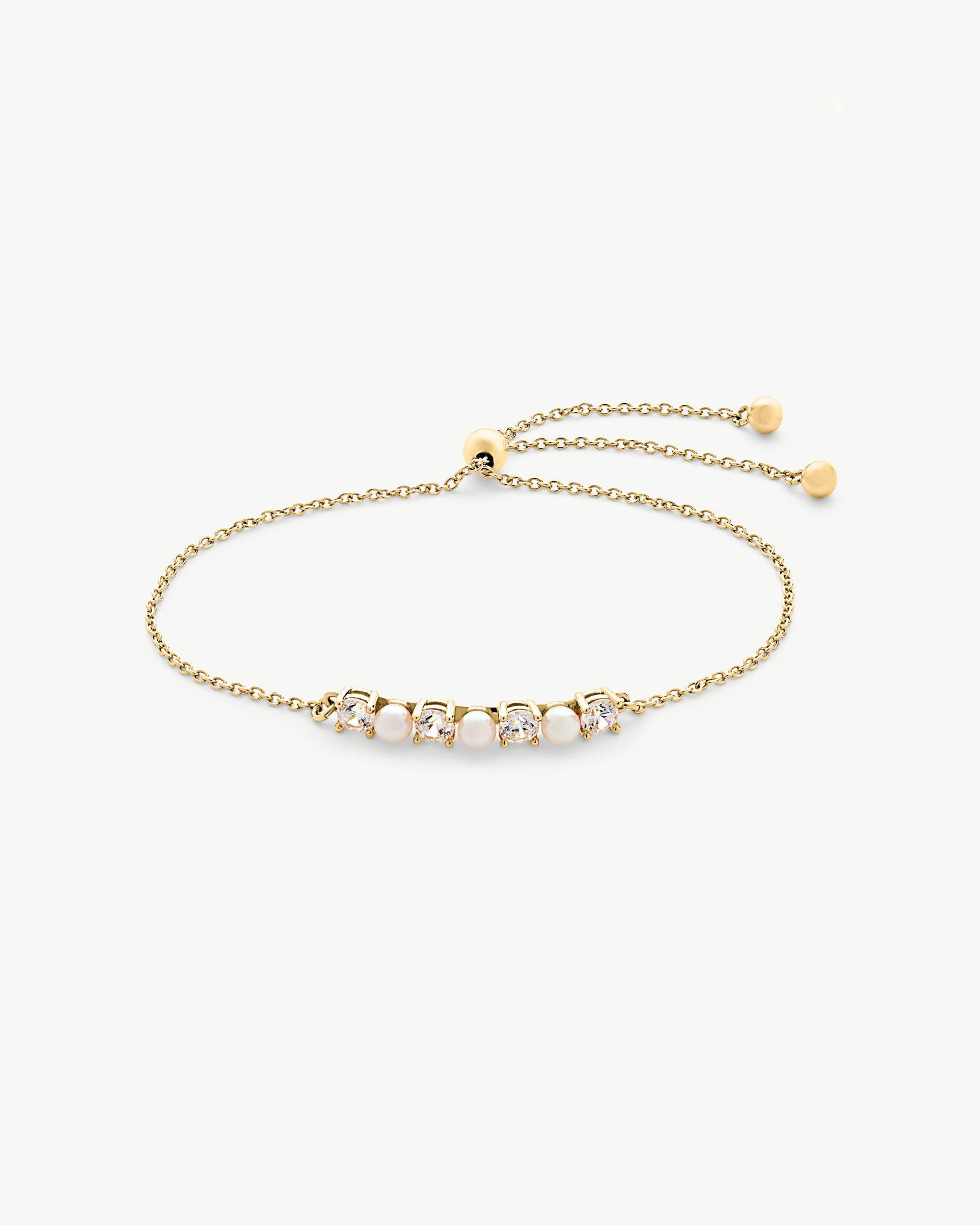 Imagen 0 de Pulsera de cadena con perlas y circonitas dorada zirconia Dorado