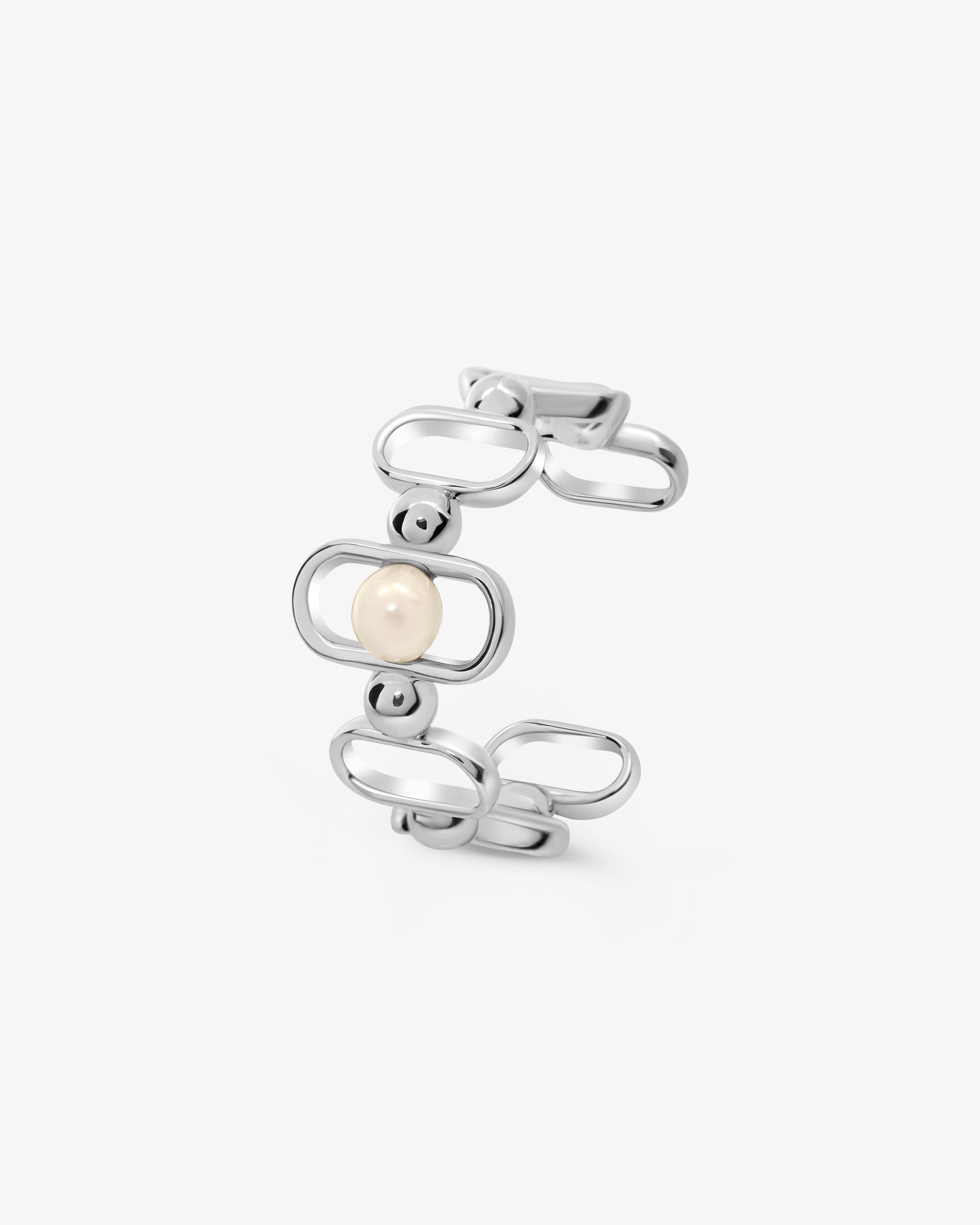 Anillo en plata con perla y logo libre - Majorica - Plata Plata-1