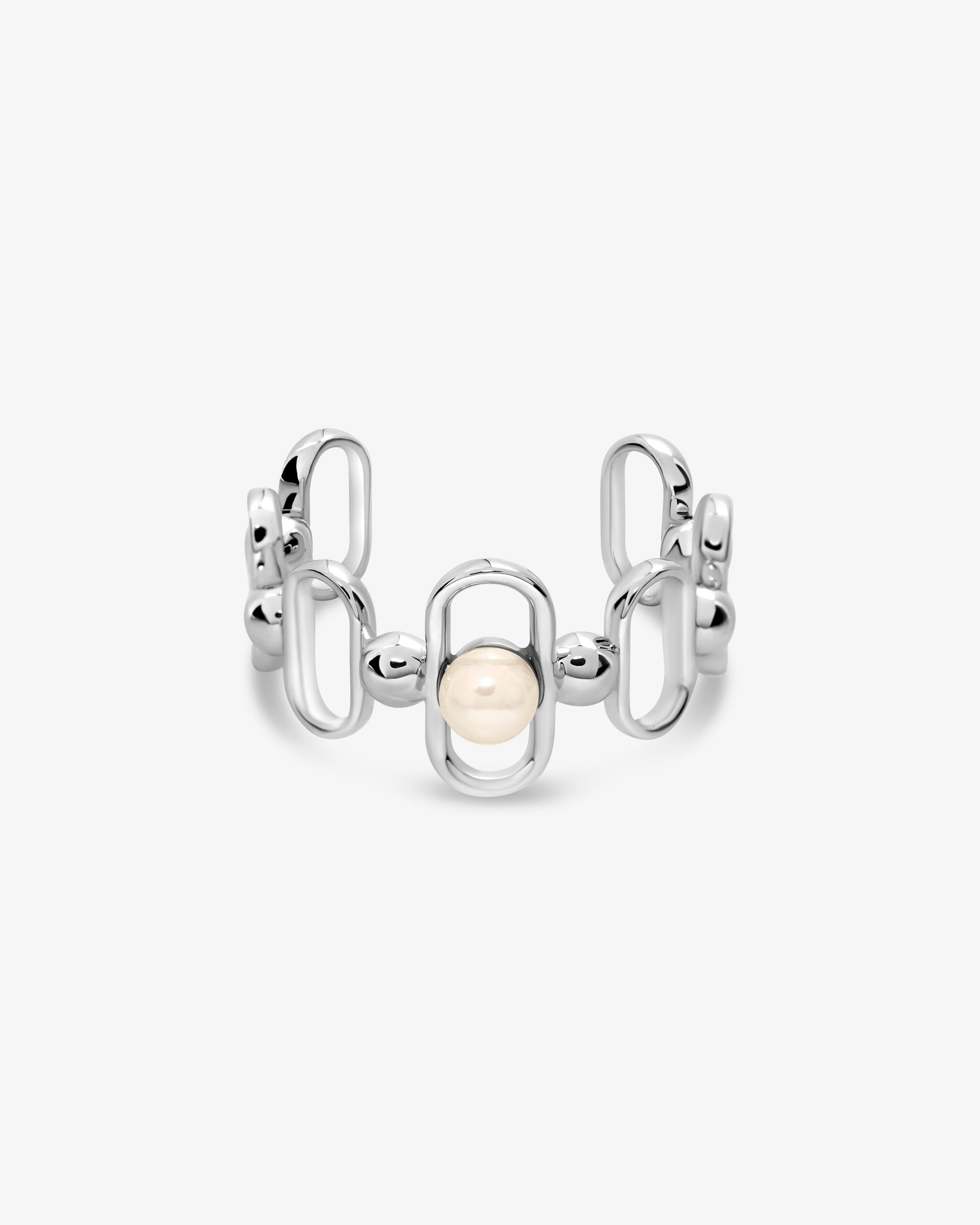 Anillo en plata con perla y logo libre - Majorica - Plata Plata-2