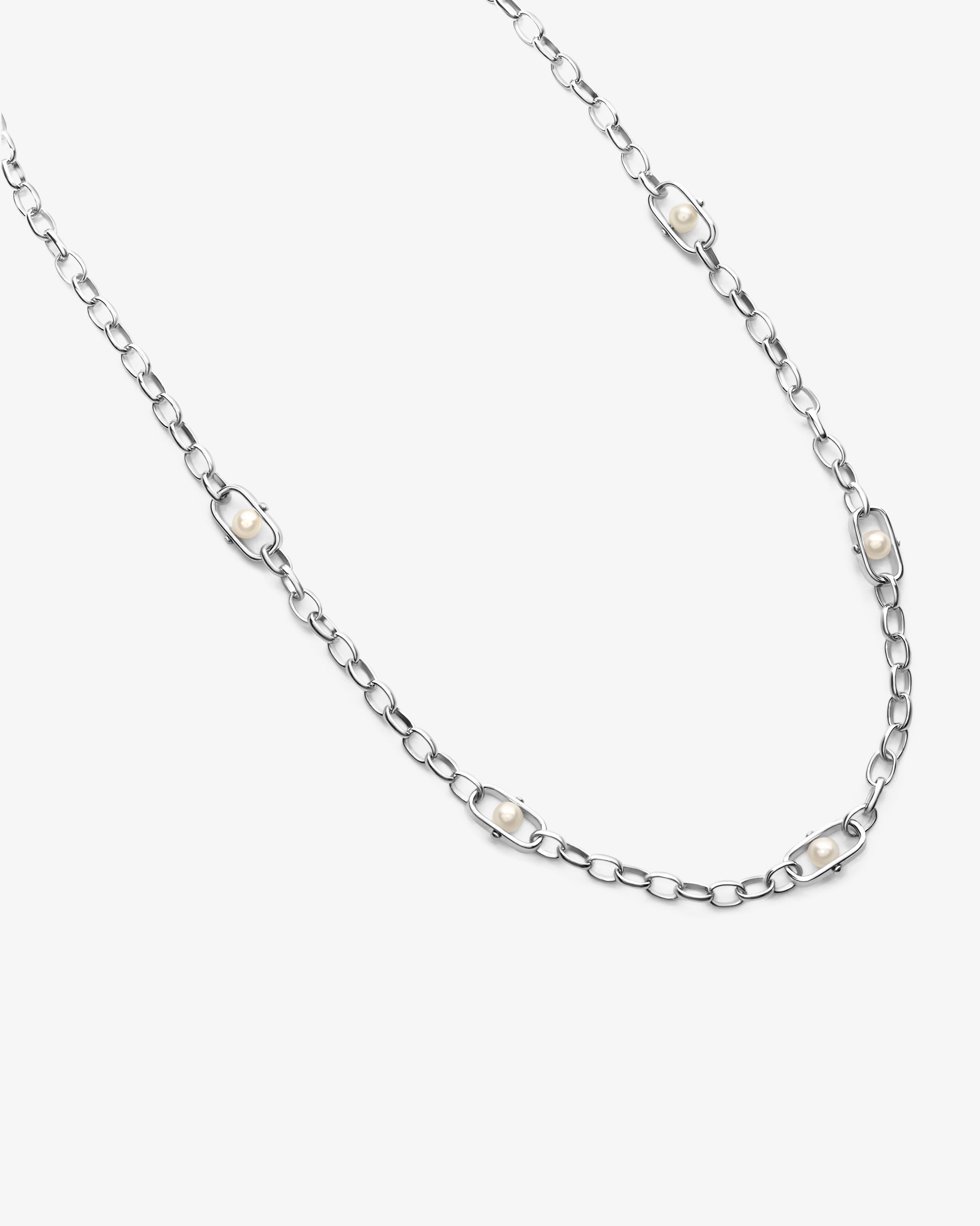 Gargantilla en con perlas y logo libre - Majorica - Plata Plata-2