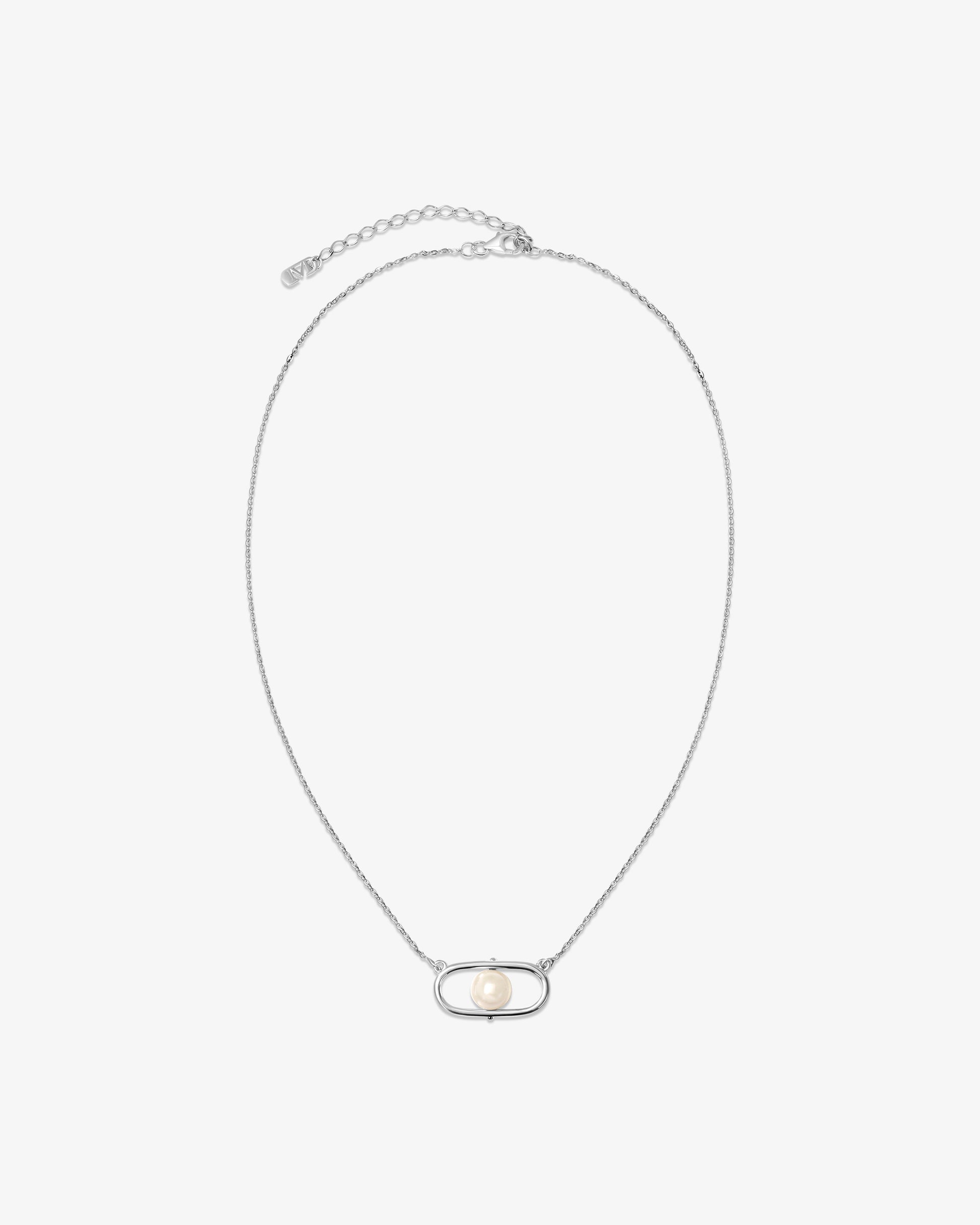 Imagen 0 de Collar corto en plata con perlas y logo libre Plata