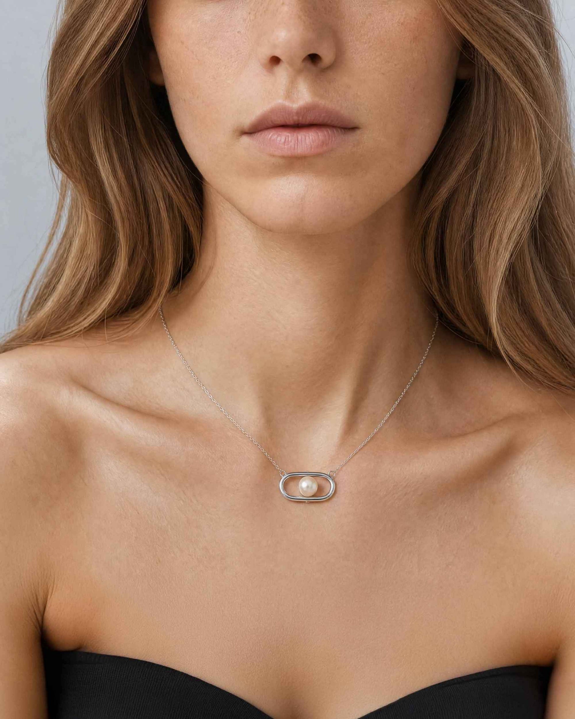 Collar corto en con perlas y logo libre - Majorica - Plata Plata-3