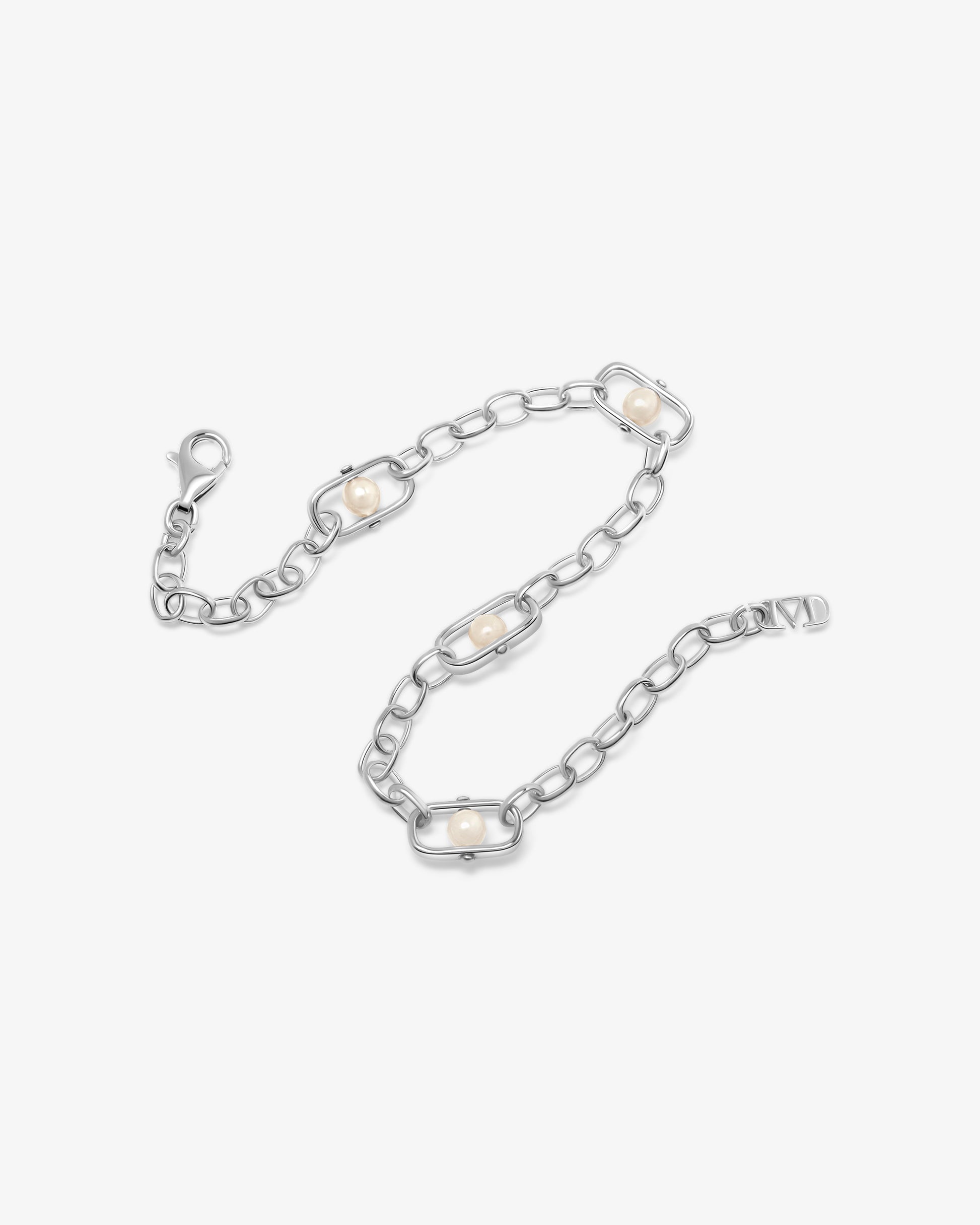 Pulsera de eslabones en con perlas y logo libre - Majorica - Plata Plata-2