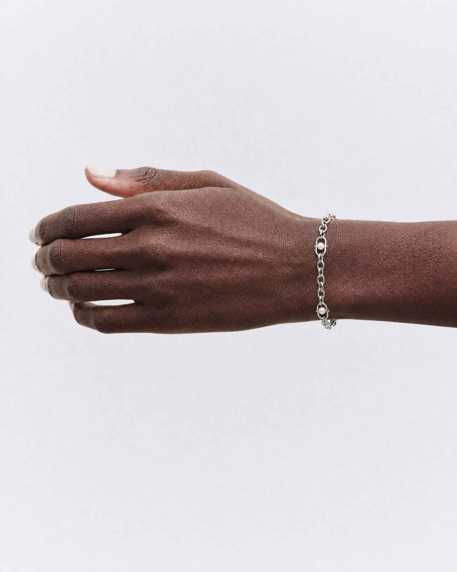 Pulsera de eslabones en con perlas y logo libre - Majorica - Plata Plata-3