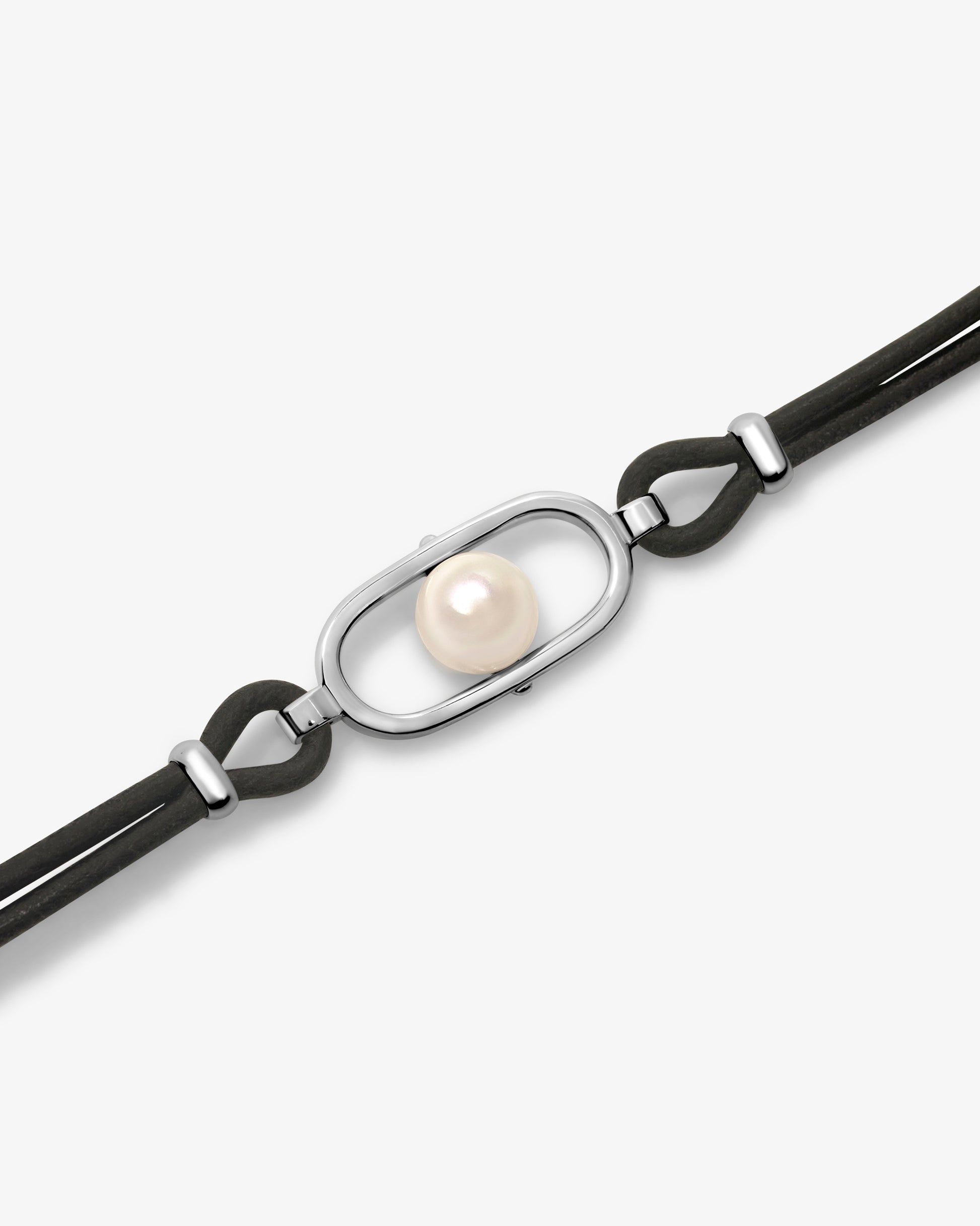 Pulsera de cuero en con perla libre - Majorica - Plata Plata-2