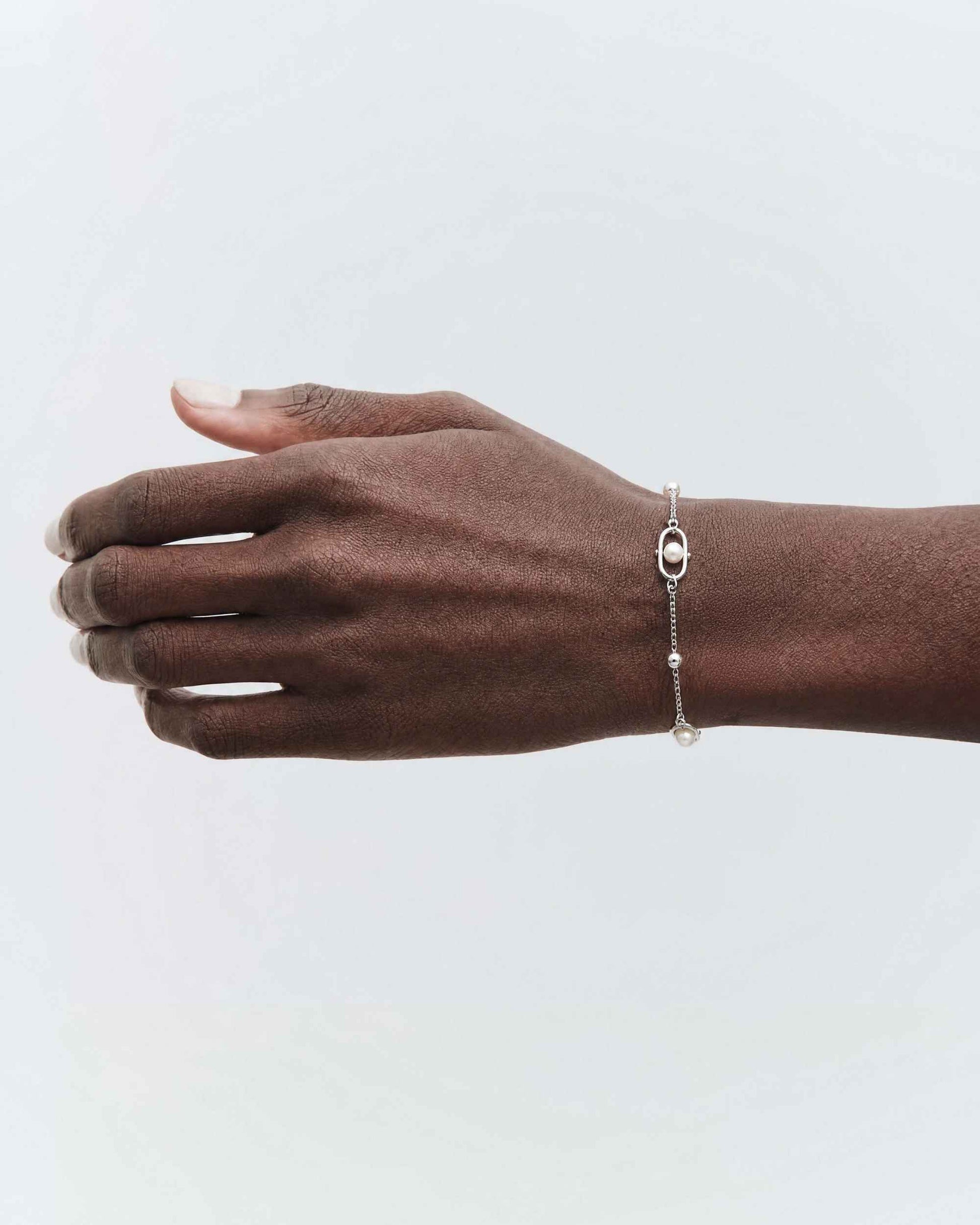 Pulsera de cadena en con perlas y logo libre - Majorica - Plata Plata-3