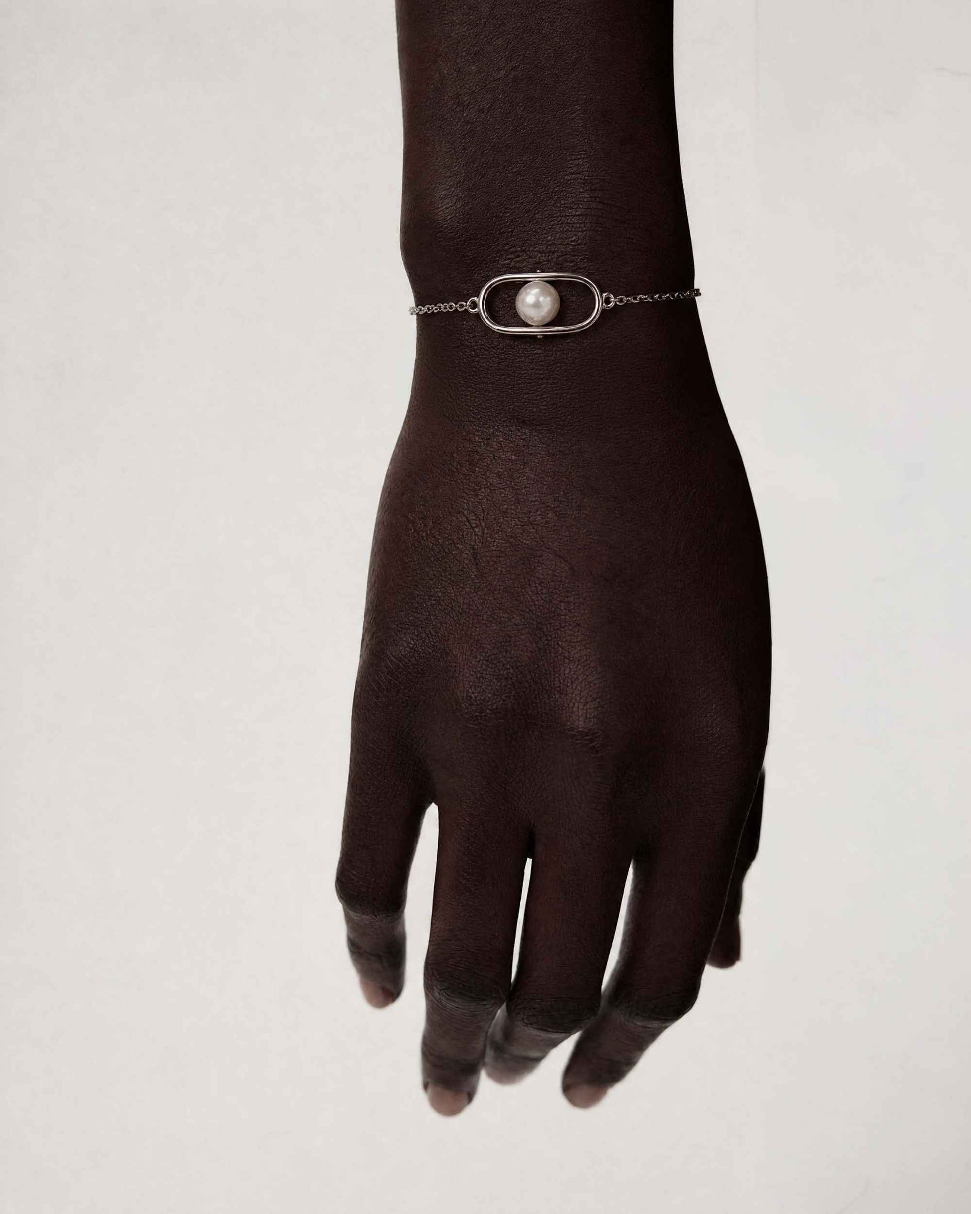 Pulsera de cadena en con perla libre - Majorica - Plata Plata-4