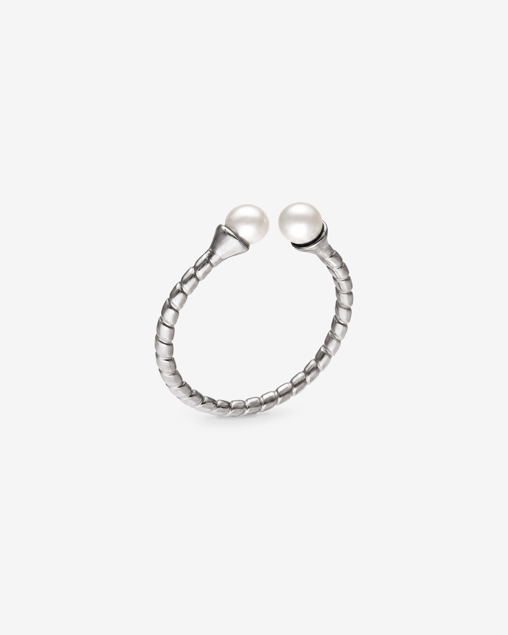 Imagen 0 de Anillo acero con perlas blancas twist Plata