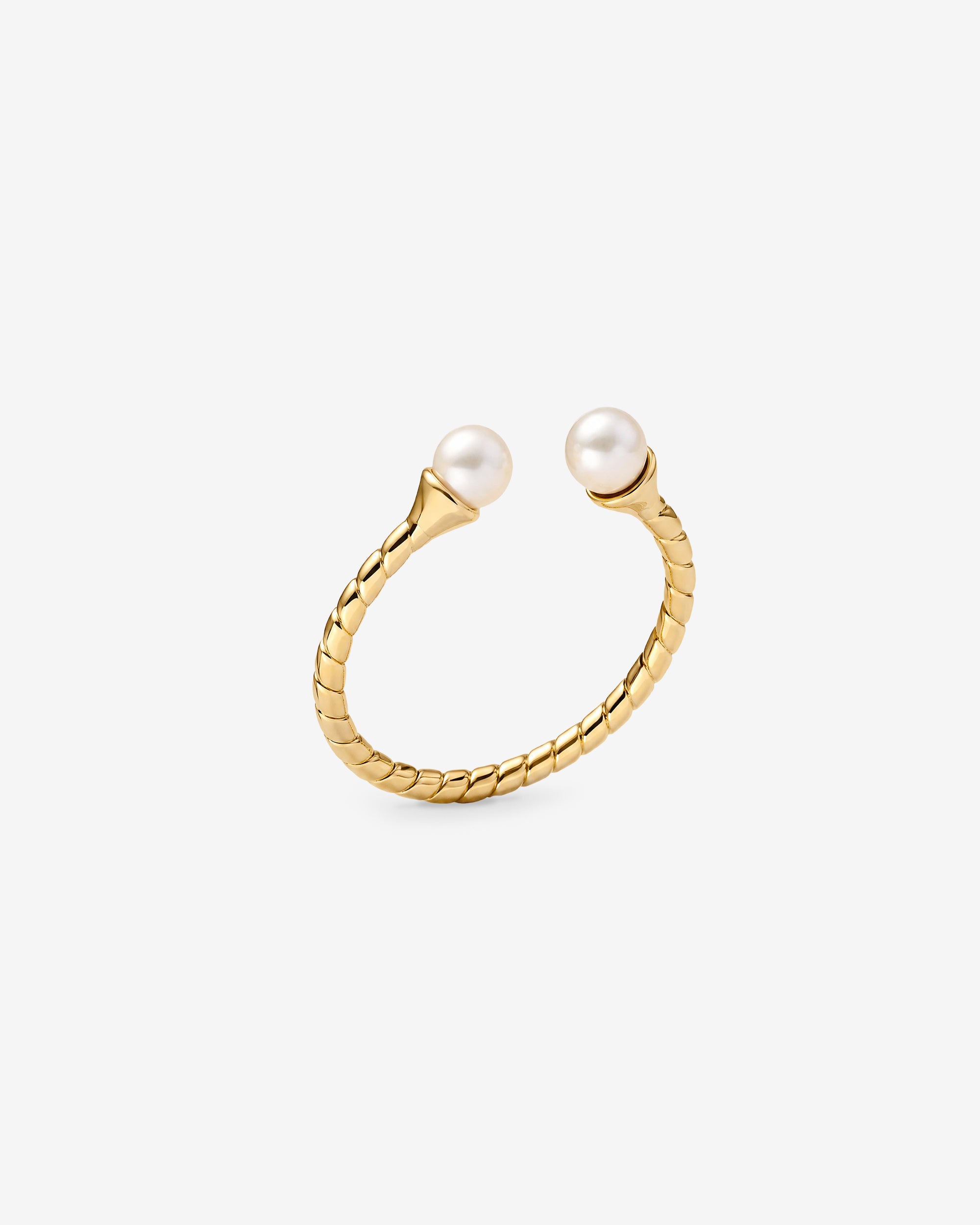 Imagen 0 de Anillo acero dorado con perlas blancas twist Dorado
