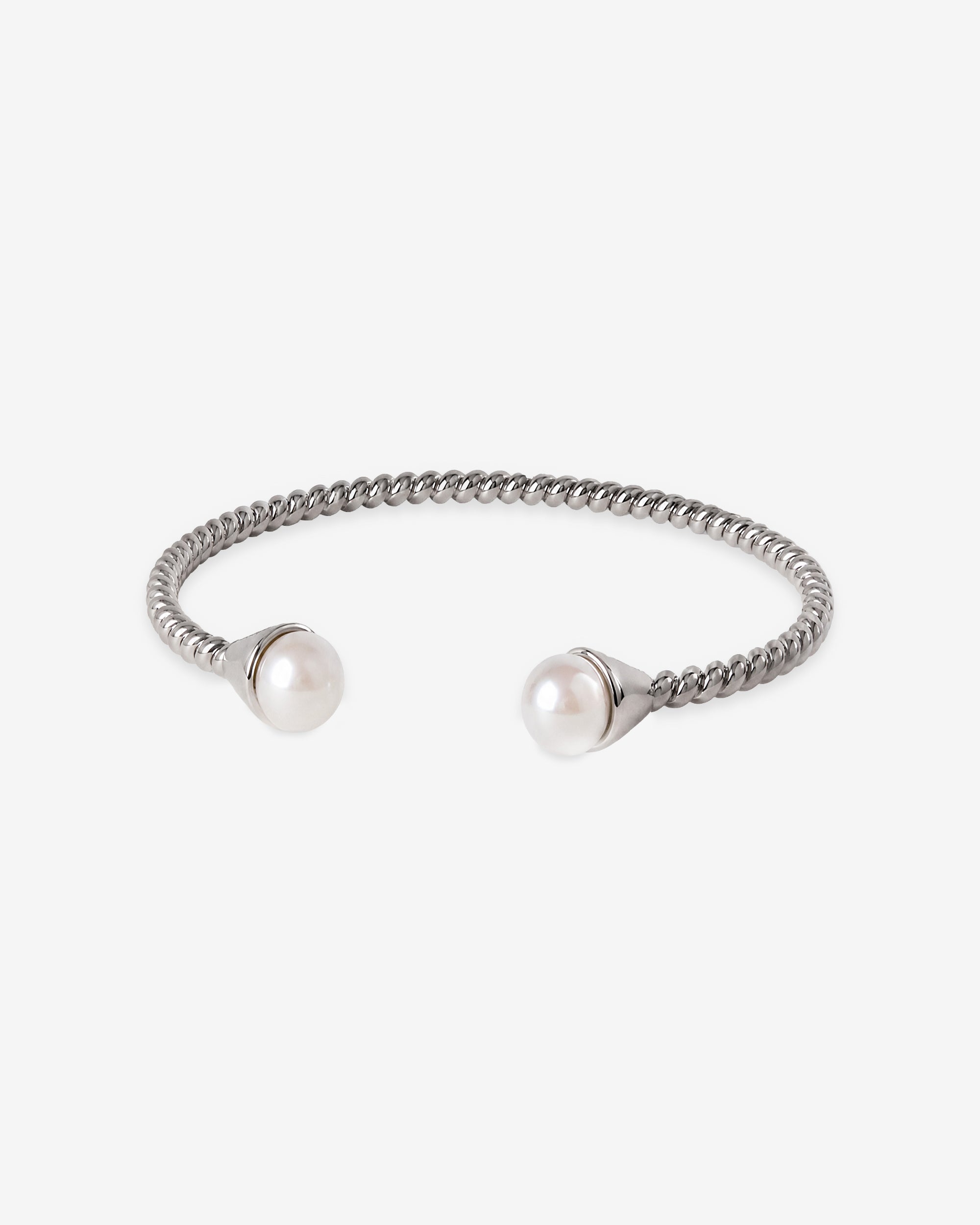 Brazalete plateado con perlas blancas twist - Majorica - Plata Plata-1