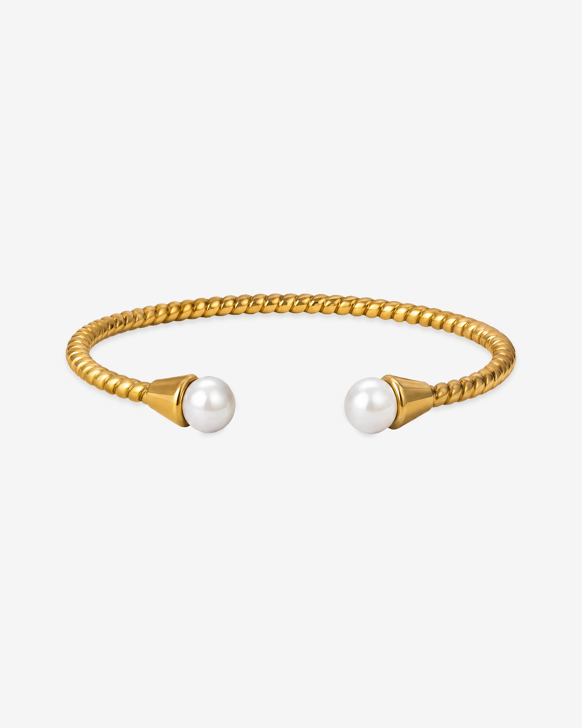 Imagen 0 de Brazalete dorado con perlas blancas twist Dorado