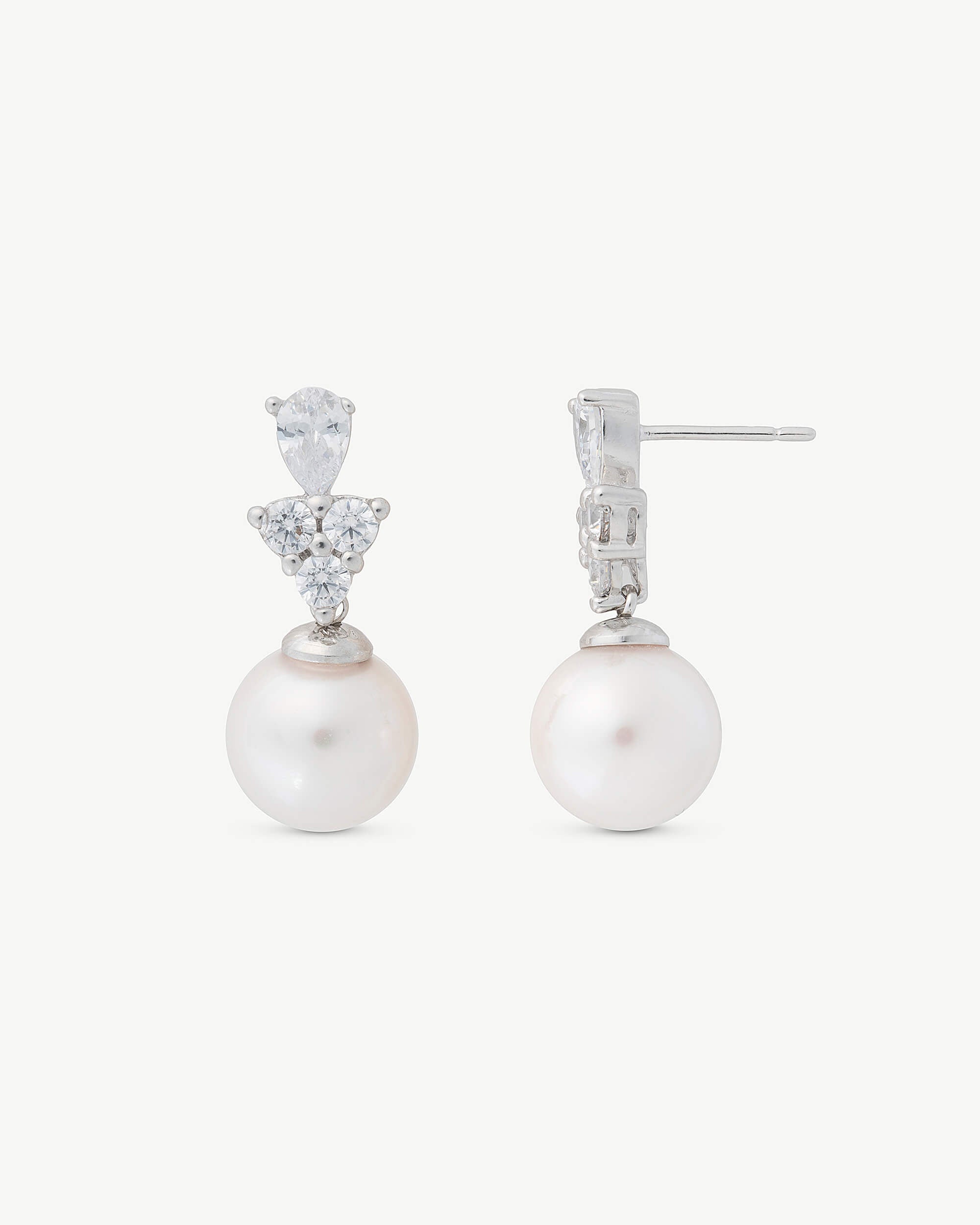 Pendientes perla 10mm y circonitas venus - Majorica - Plateado Plateado-1