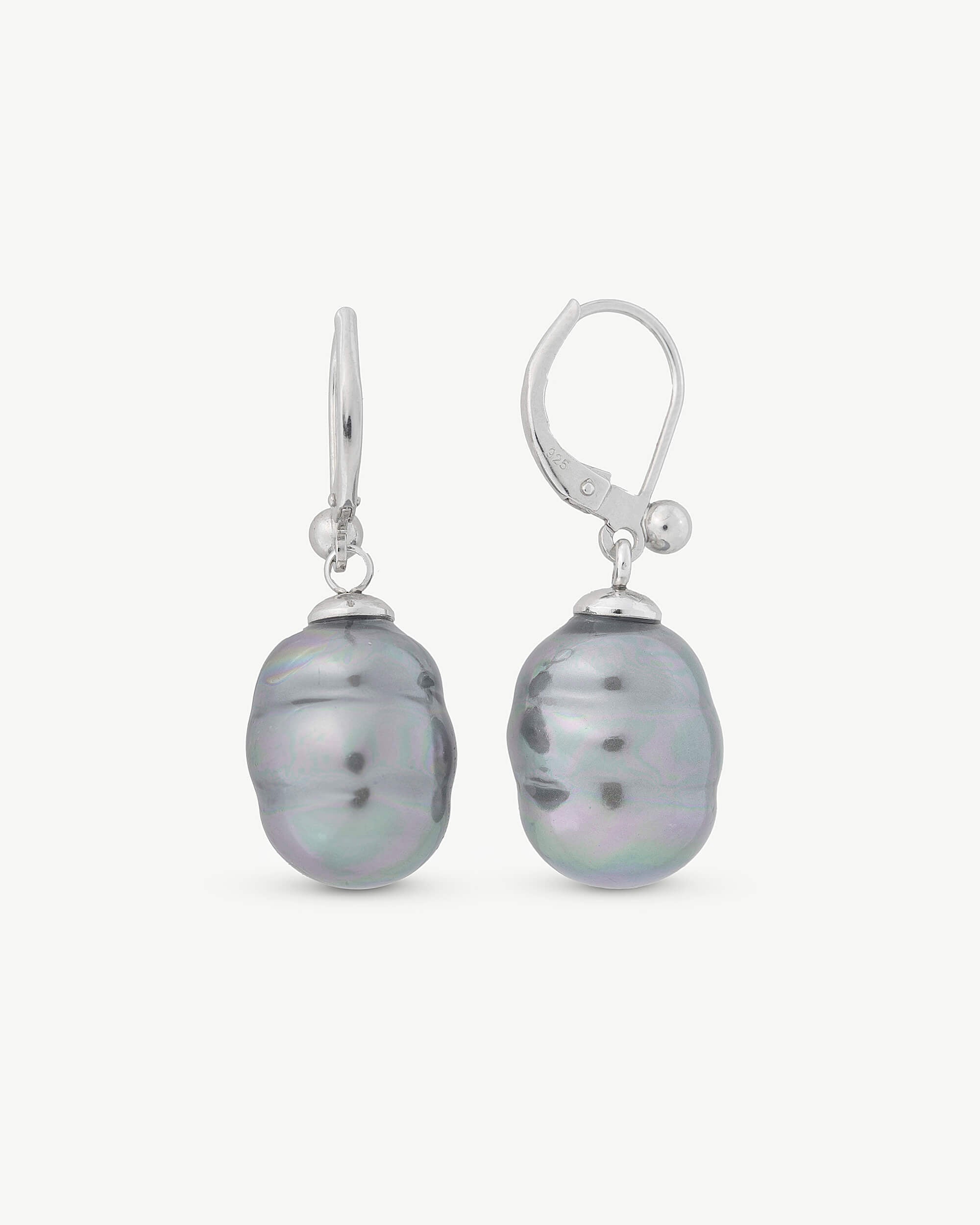Pendientes cortos perla barroca 12mm gris ágora - Majorica - Gris Gris-1