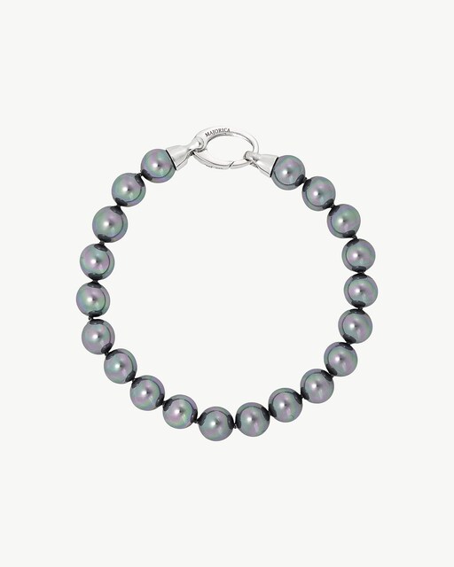 Imagen 0 de Pulsera Lyra en plata y perlas grises de 8mm