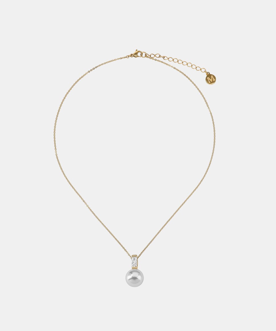 Colgante Auva en plata dorada con perla blanca 10mm Blanco-1