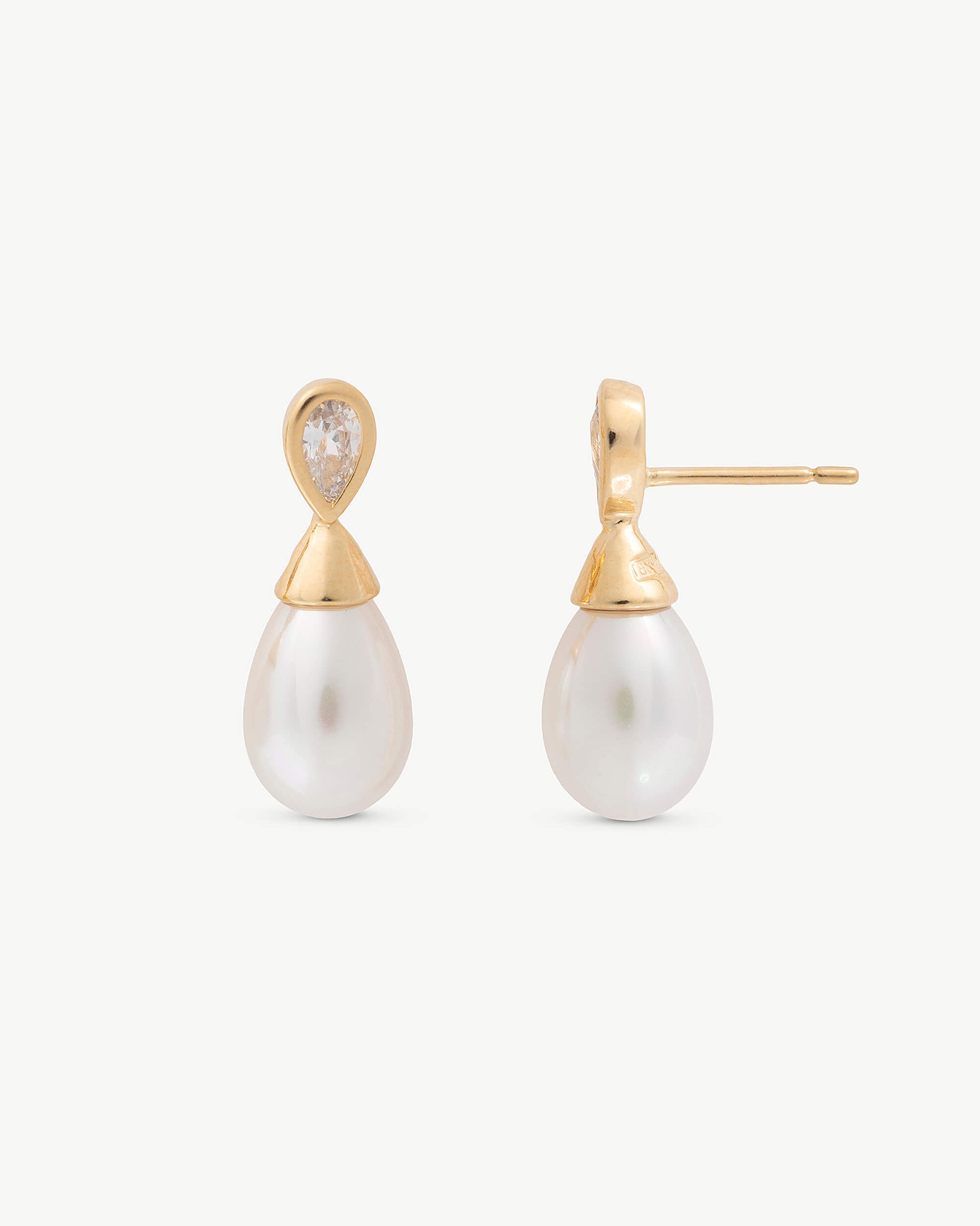 Pendientes perla 8x10mm y circonita dorados selene - Majorica - Dorado Dorado-1