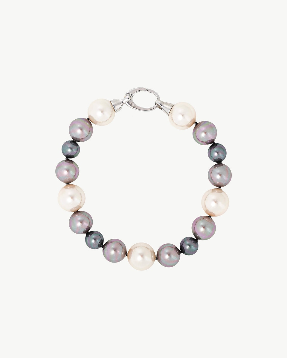 Pulsera Estela de plata con perlas multicolor Multicolor-1