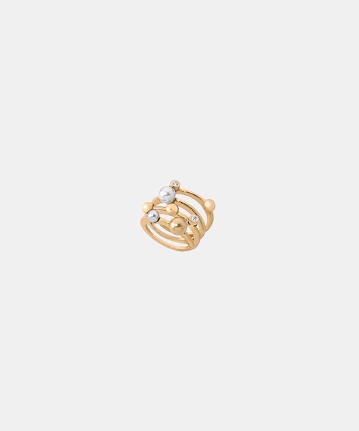 Imagen 0 de Anillo Cercle de plata dorada con perlas y circonitas