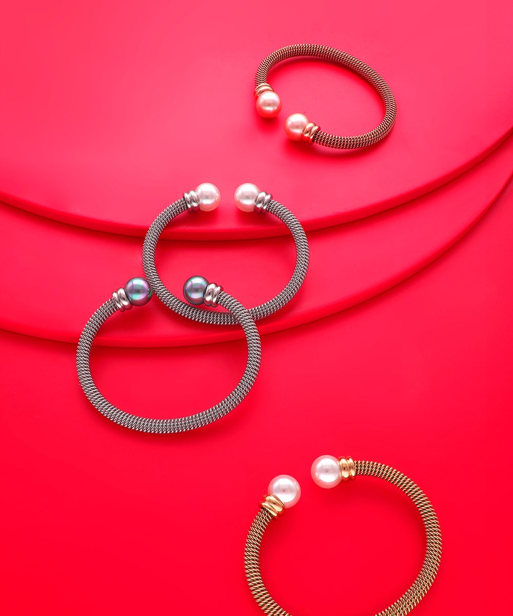 Brazalete dos perlas tender - Majorica - Rosa Rosa-3