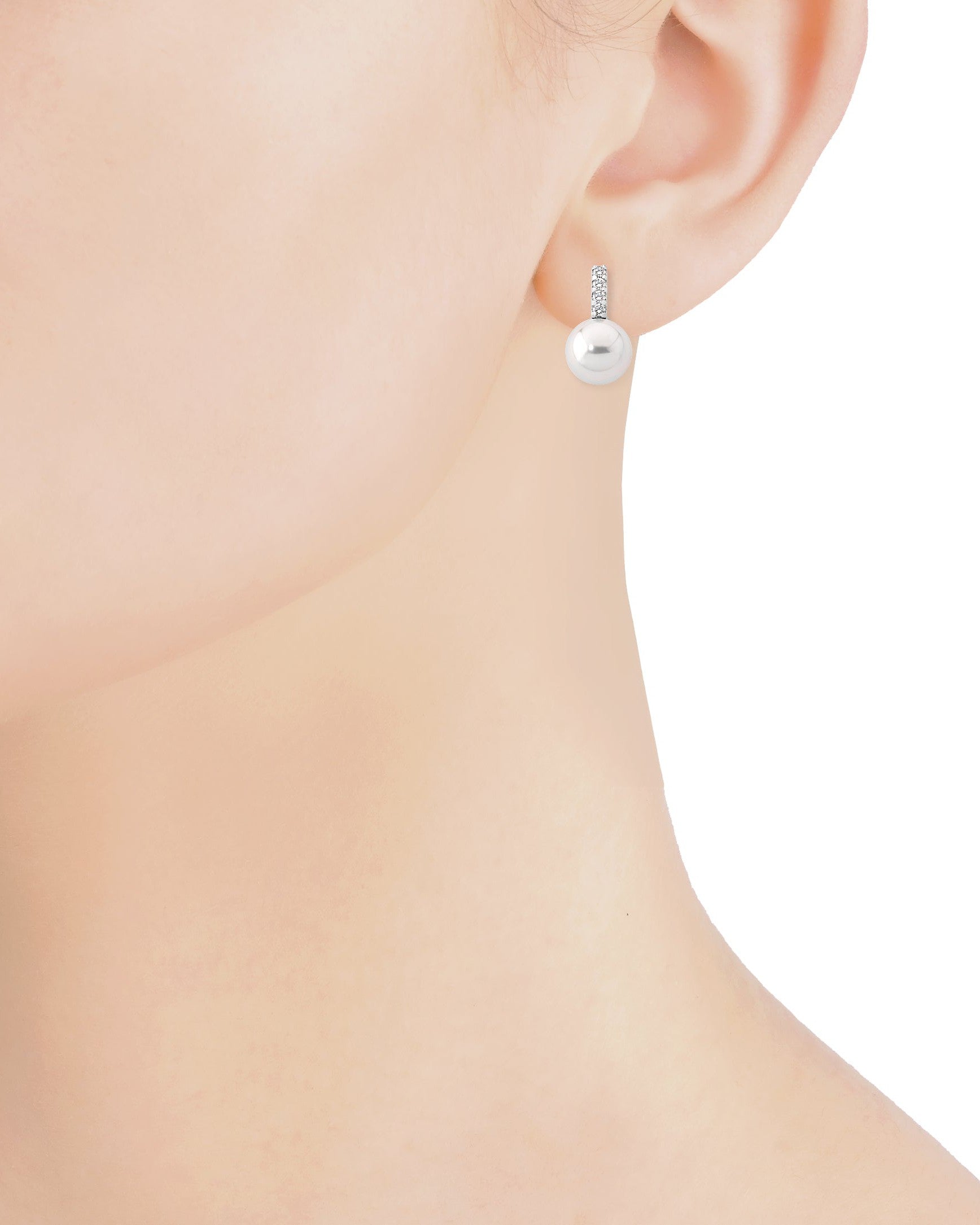 Pendientes perla 10mm y 4 circonitas en espiga selene - Majorica - Plateado Plateado-2