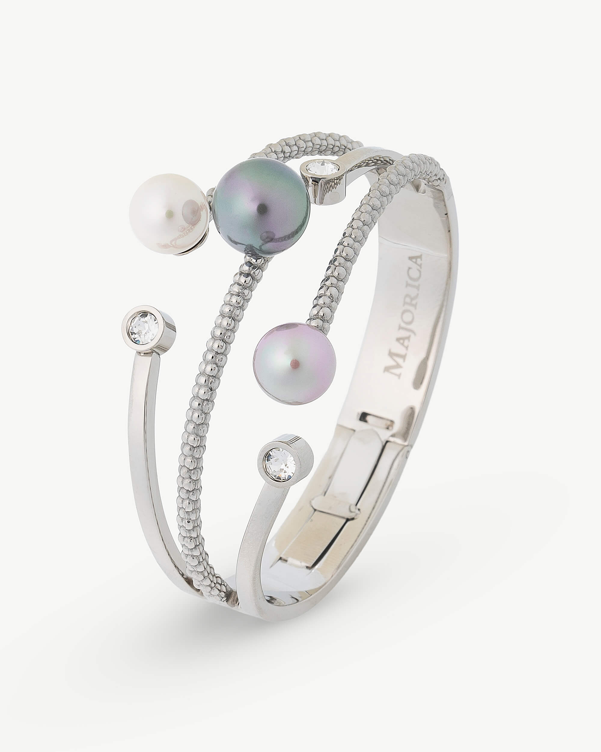 Imagen 0 de Brazalete perla gris y circonitas planet Plateado