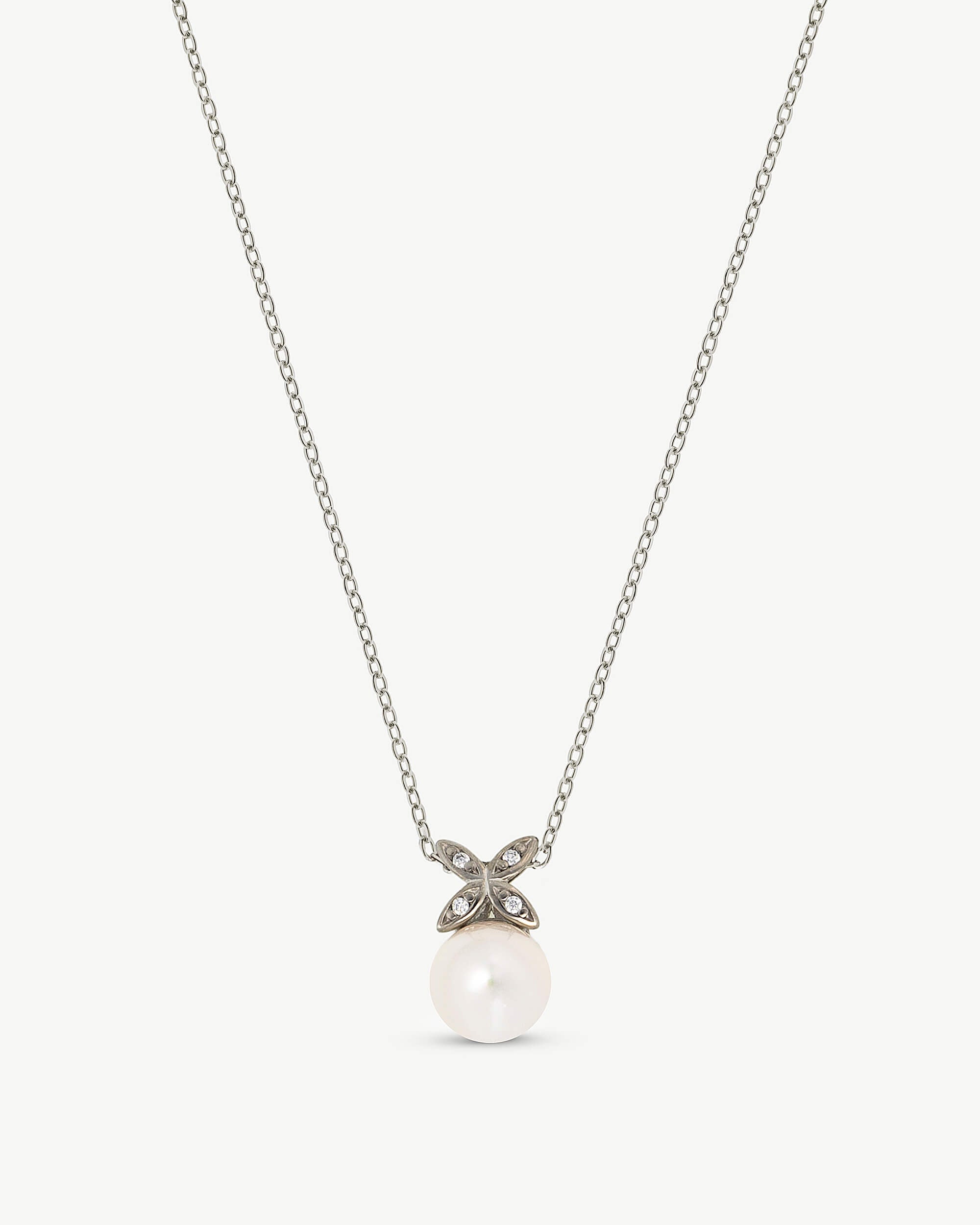 Collar majorica flor romance - Plateado Plateado-1