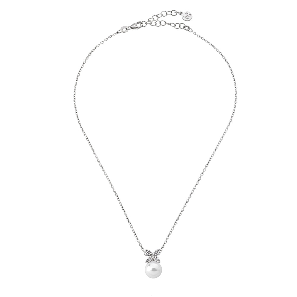 Collar majorica flor romance - Plateado Plateado-3