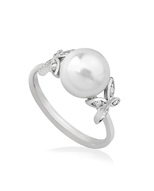 Imagen 0 de Anillo Romance mariposa en plata con perla blanca