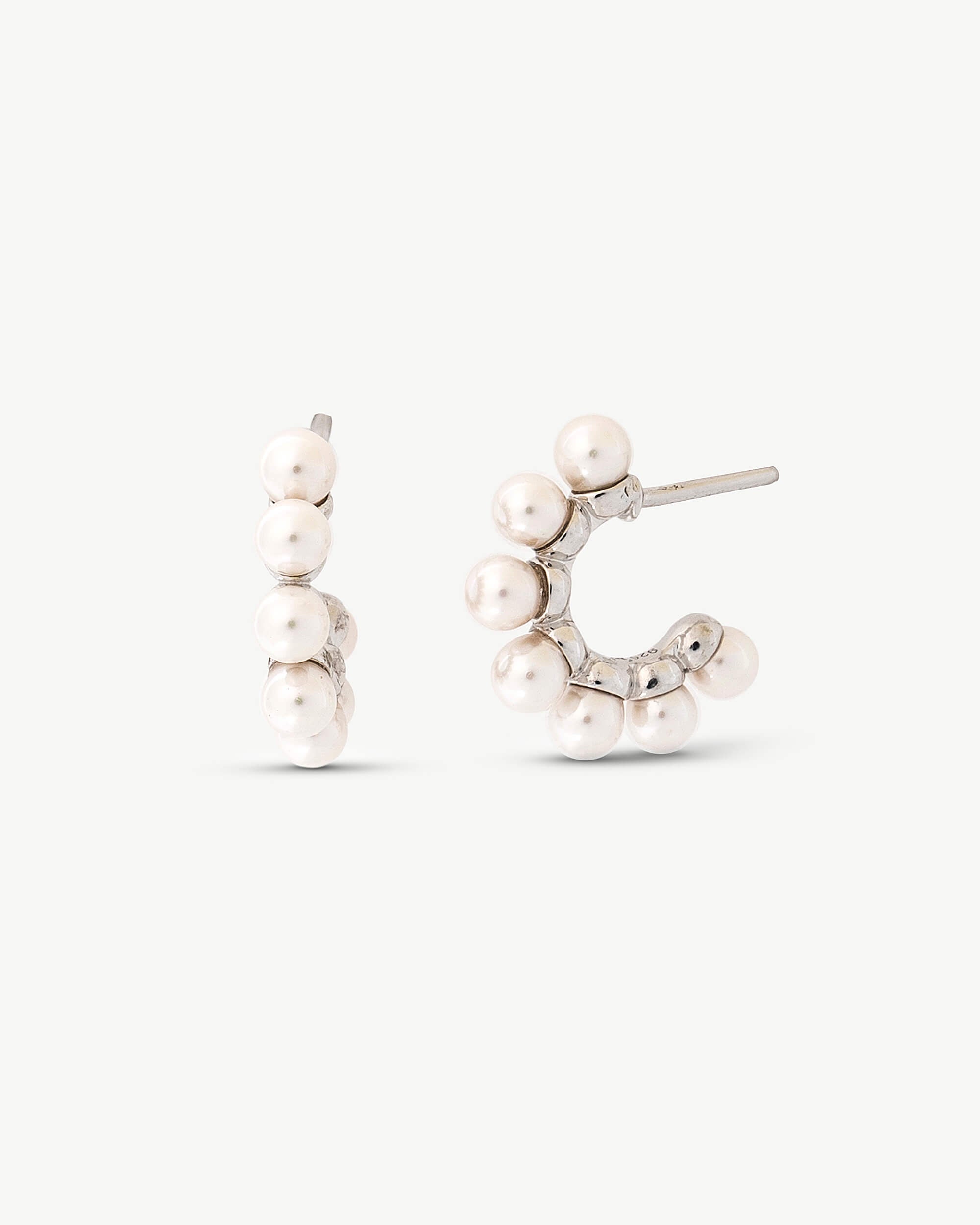 Pendientes aro y perlas 3mm ada - Majorica - Plateado Plateado-1